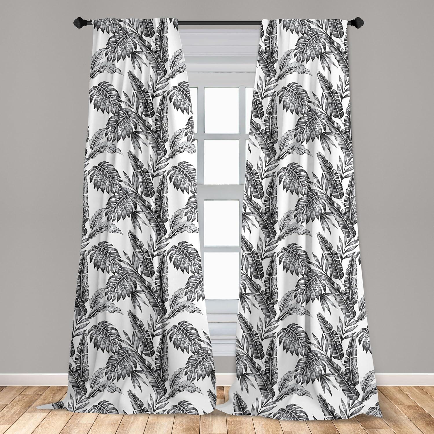 imageAmbesonne Cats Curtains Modern Scandi Pattern of Kitten Love with Romantic Hearts Cartoon Design Window Treatments 2 Panel Set for Living Room Bedroom Pair of 28quot x 63quot Ginger Olive Green WhiteWhite and Black