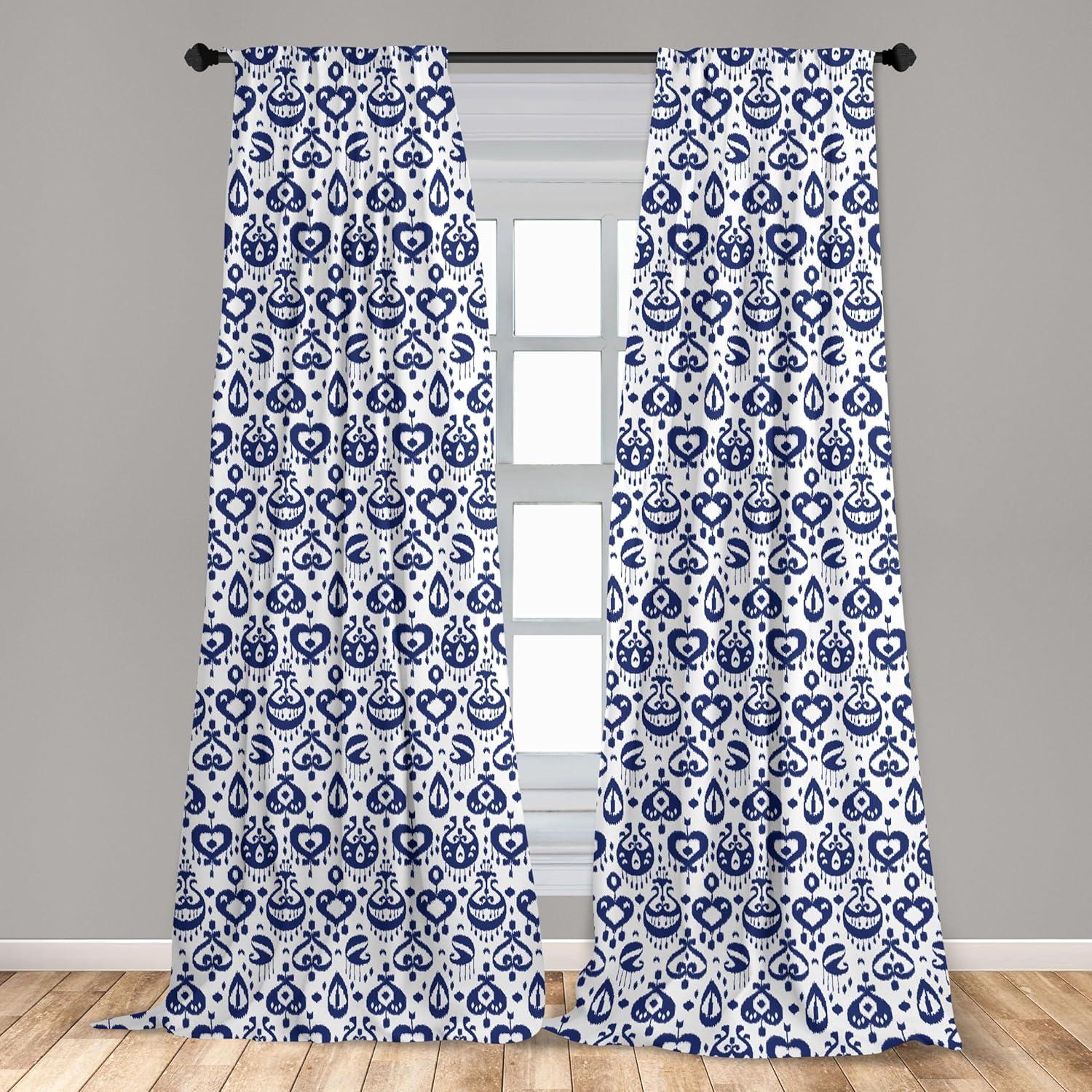 imageAmbesonne Cats Curtains Modern Scandi Pattern of Kitten Love with Romantic Hearts Cartoon Design Window Treatments 2 Panel Set for Living Room Bedroom Pair of 28quot x 63quot Ginger Olive Green WhiteWhite and Blue