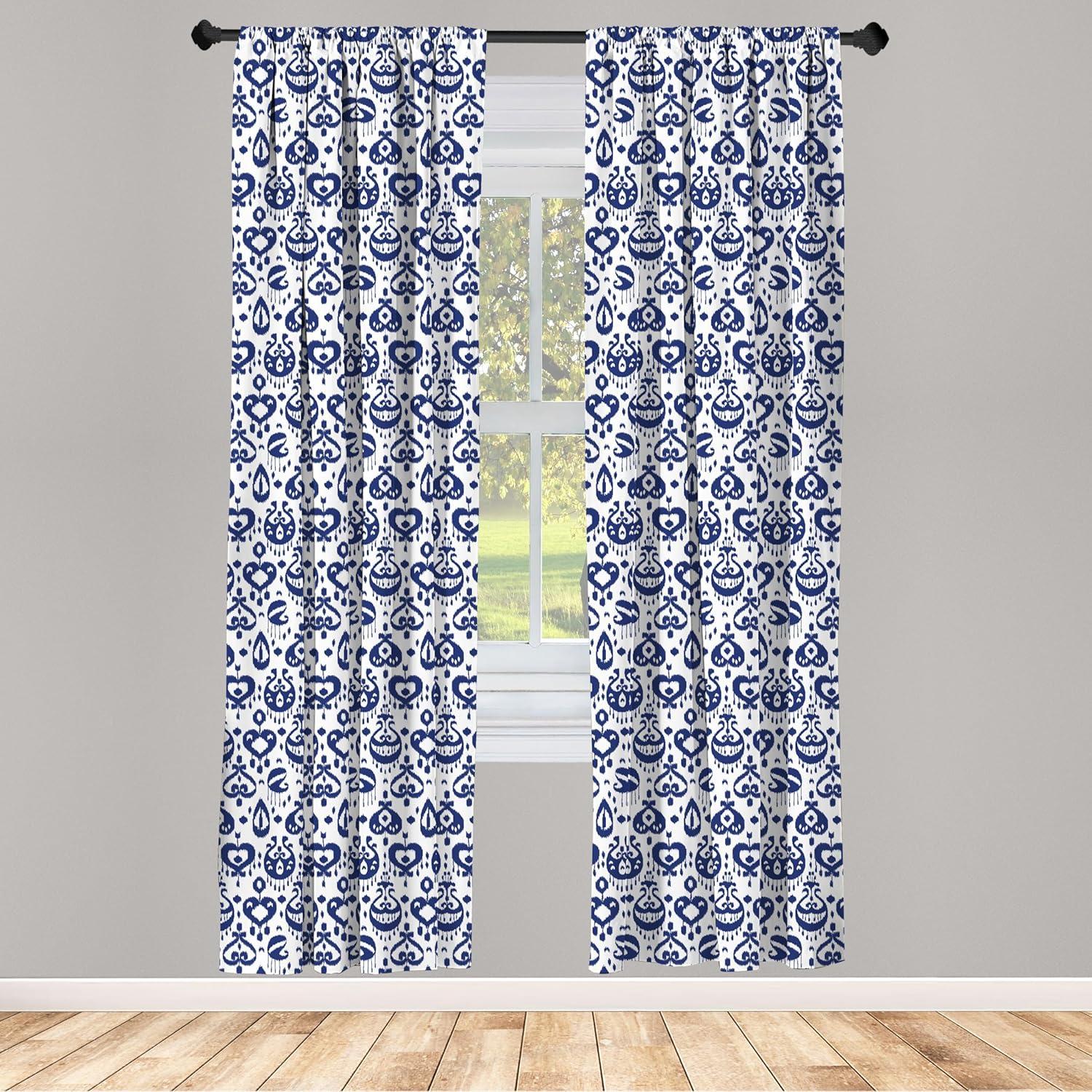 imageAmbesonne Cats Curtains Modern Scandi Pattern of Kitten Love with Romantic Hearts Cartoon Design Window Treatments 2 Panel Set for Living Room Bedroom Pair of 28quot x 63quot Ginger Olive Green WhiteWhite and Blue