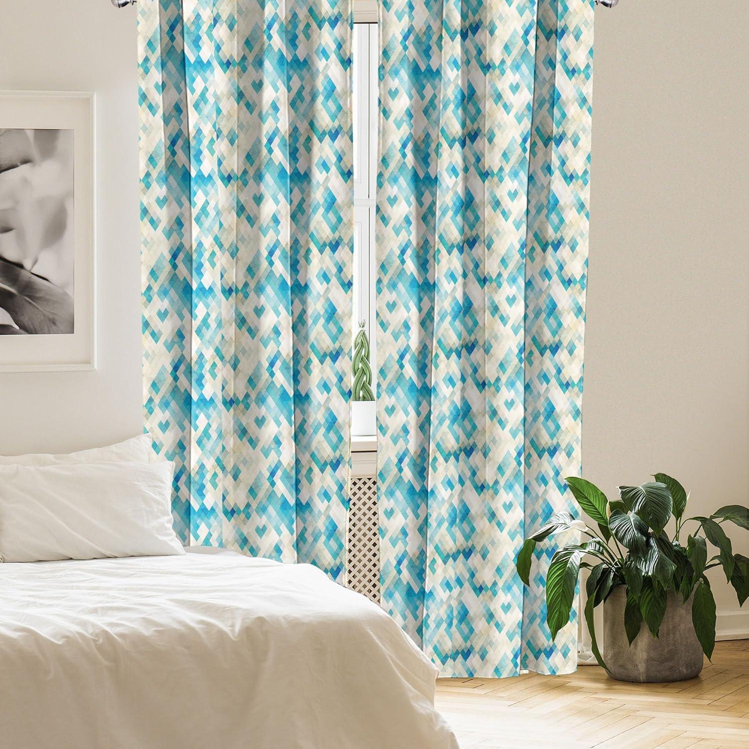 imageAmbesonne Cats Curtains Modern Scandi Pattern of Kitten Love with Romantic Hearts Cartoon Design Window Treatments 2 Panel Set for Living Room Bedroom Pair of 28quot x 63quot Ginger Olive Green WhiteTurquoise White
