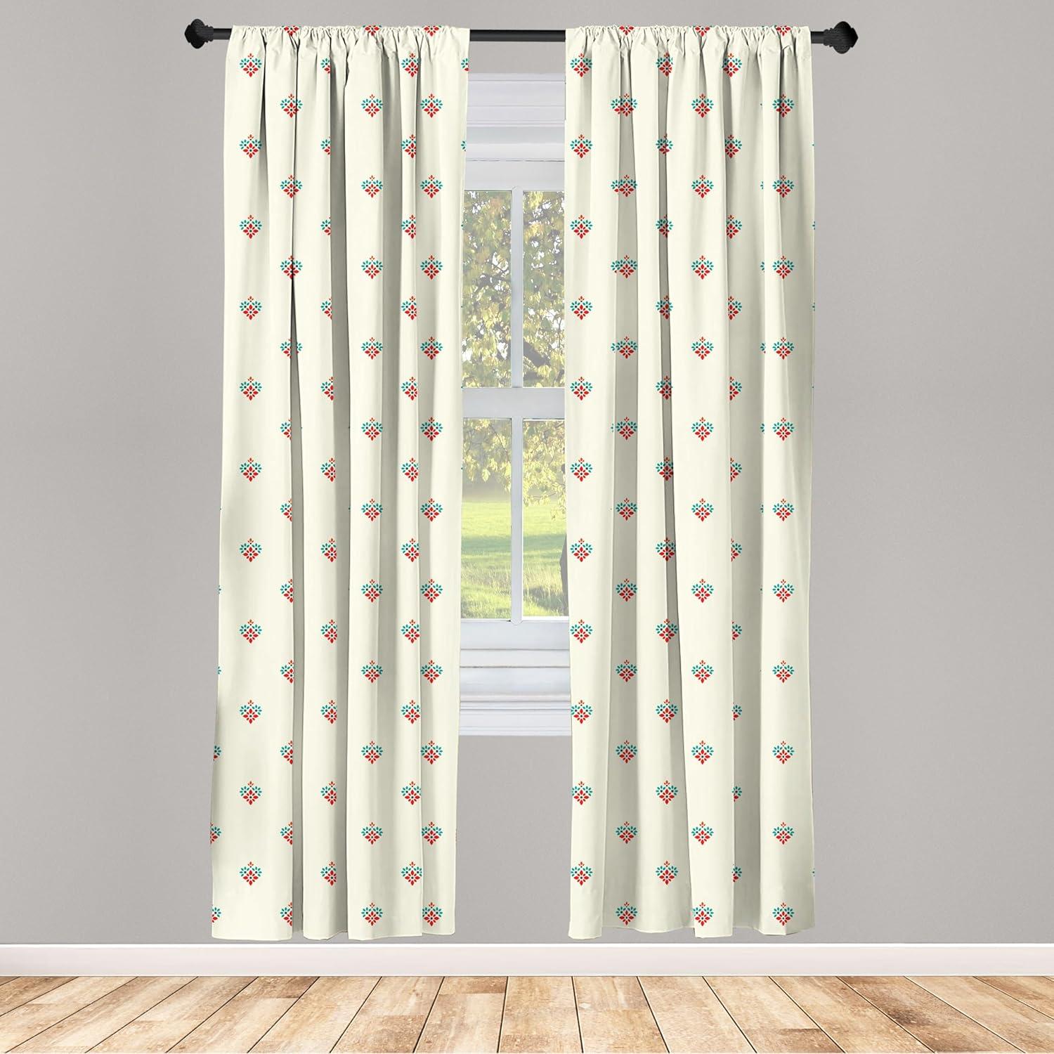 imageAmbesonne Cats Curtains Modern Scandi Pattern of Kitten Love with Romantic Hearts Cartoon Design Window Treatments 2 Panel Set for Living Room Bedroom Pair of 28quot x 63quot Ginger Olive Green WhiteBeige Teal