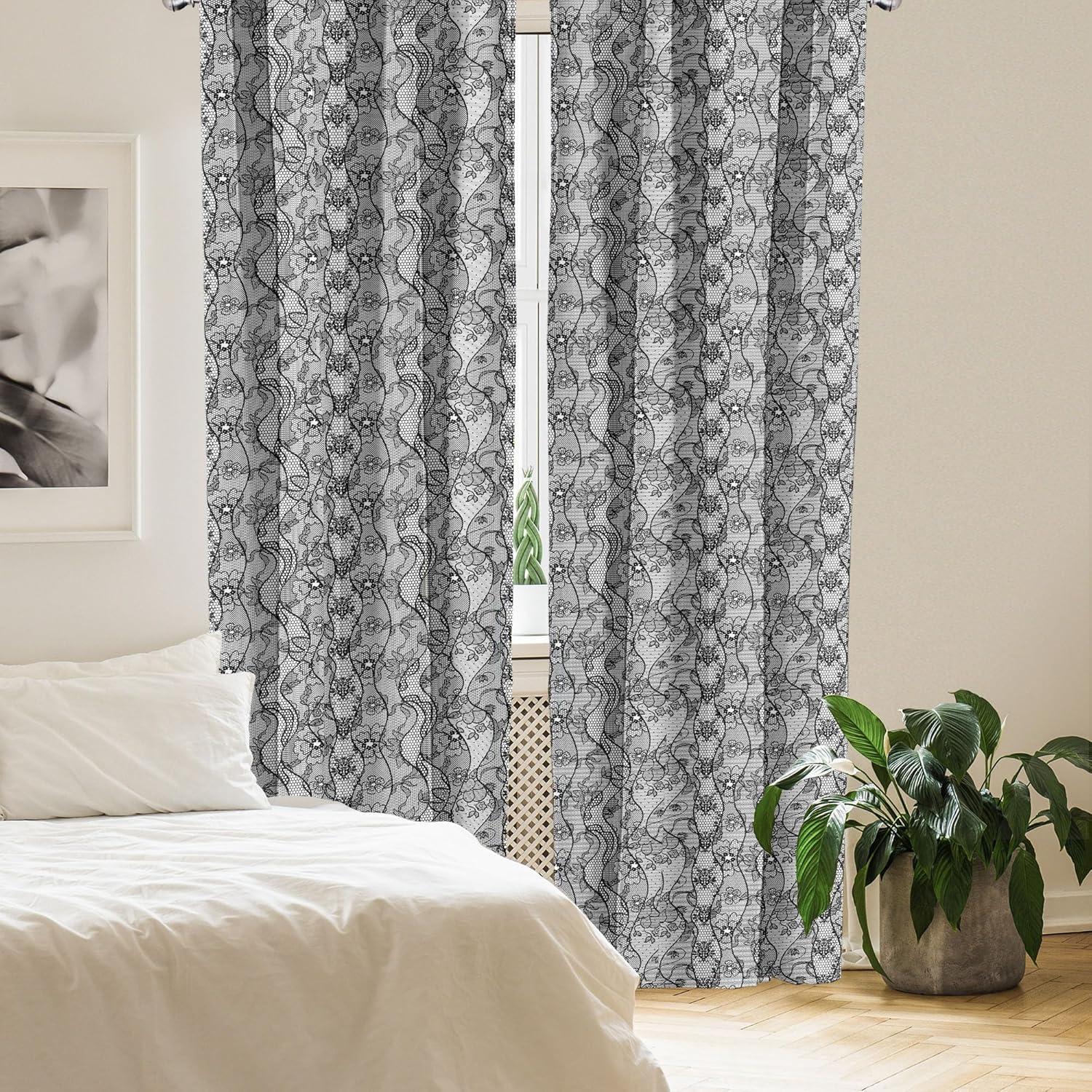 imageAmbesonne Cats Curtains Modern Scandi Pattern of Kitten Love with Romantic Hearts Cartoon Design Window Treatments 2 Panel Set for Living Room Bedroom Pair of 28quot x 63quot Ginger Olive Green WhiteGrey Black