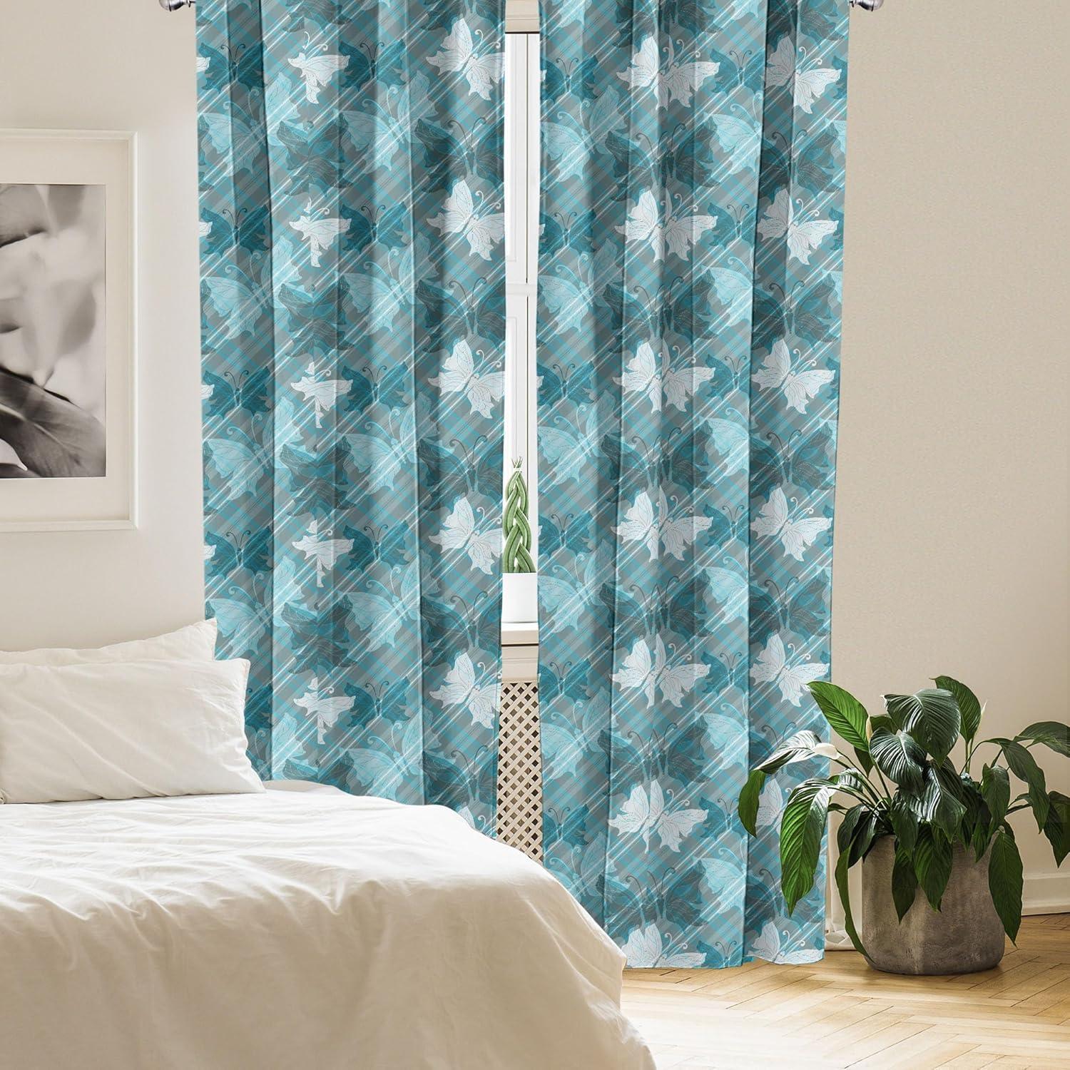 imageAmbesonne Cats Curtains Modern Scandi Pattern of Kitten Love with Romantic Hearts Cartoon Design Window Treatments 2 Panel Set for Living Room Bedroom Pair of 28quot x 63quot Ginger Olive Green WhiteTeal Blue