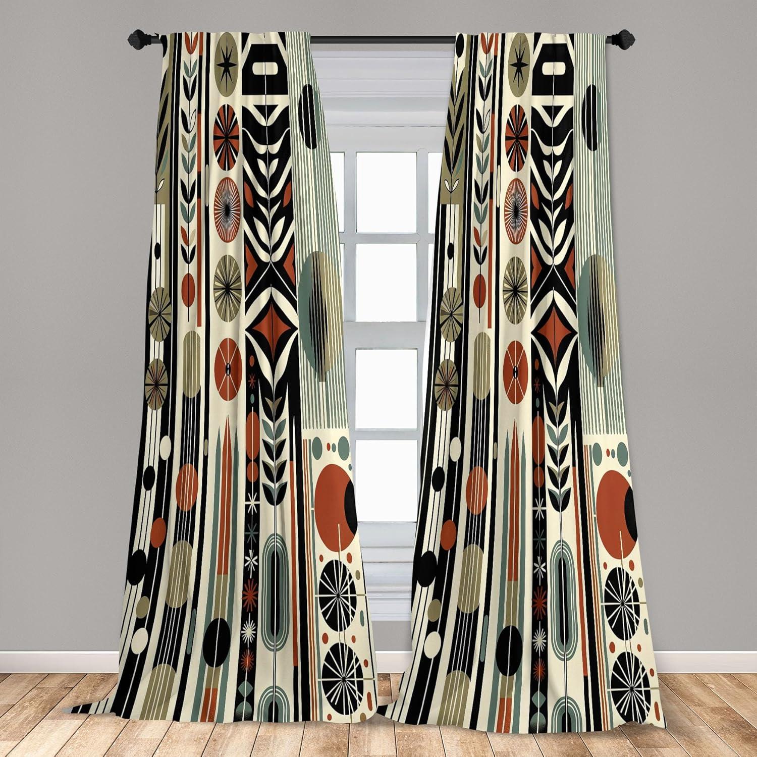 imageAmbesonne Cats Curtains Modern Scandi Pattern of Kitten Love with Romantic Hearts Cartoon Design Window Treatments 2 Panel Set for Living Room Bedroom Pair of 28quot x 63quot Ginger Olive Green WhiteOlive Green Rust Ivory