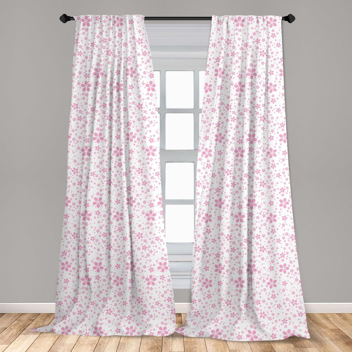 imageAmbesonne Cats Curtains Modern Scandi Pattern of Kitten Love with Romantic Hearts Cartoon Design Window Treatments 2 Panel Set for Living Room Bedroom Pair of 28quot x 63quot Ginger Olive Green WhitePink