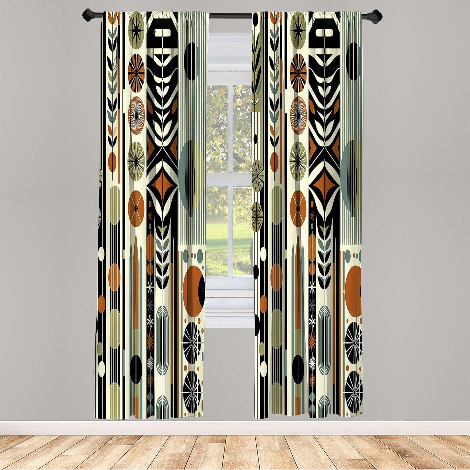 imageAmbesonne Cats Curtains Modern Scandi Pattern of Kitten Love with Romantic Hearts Cartoon Design Window Treatments 2 Panel Set for Living Room Bedroom Pair of 28quot x 63quot Ginger Olive Green WhiteOlive Green Rust Ivory