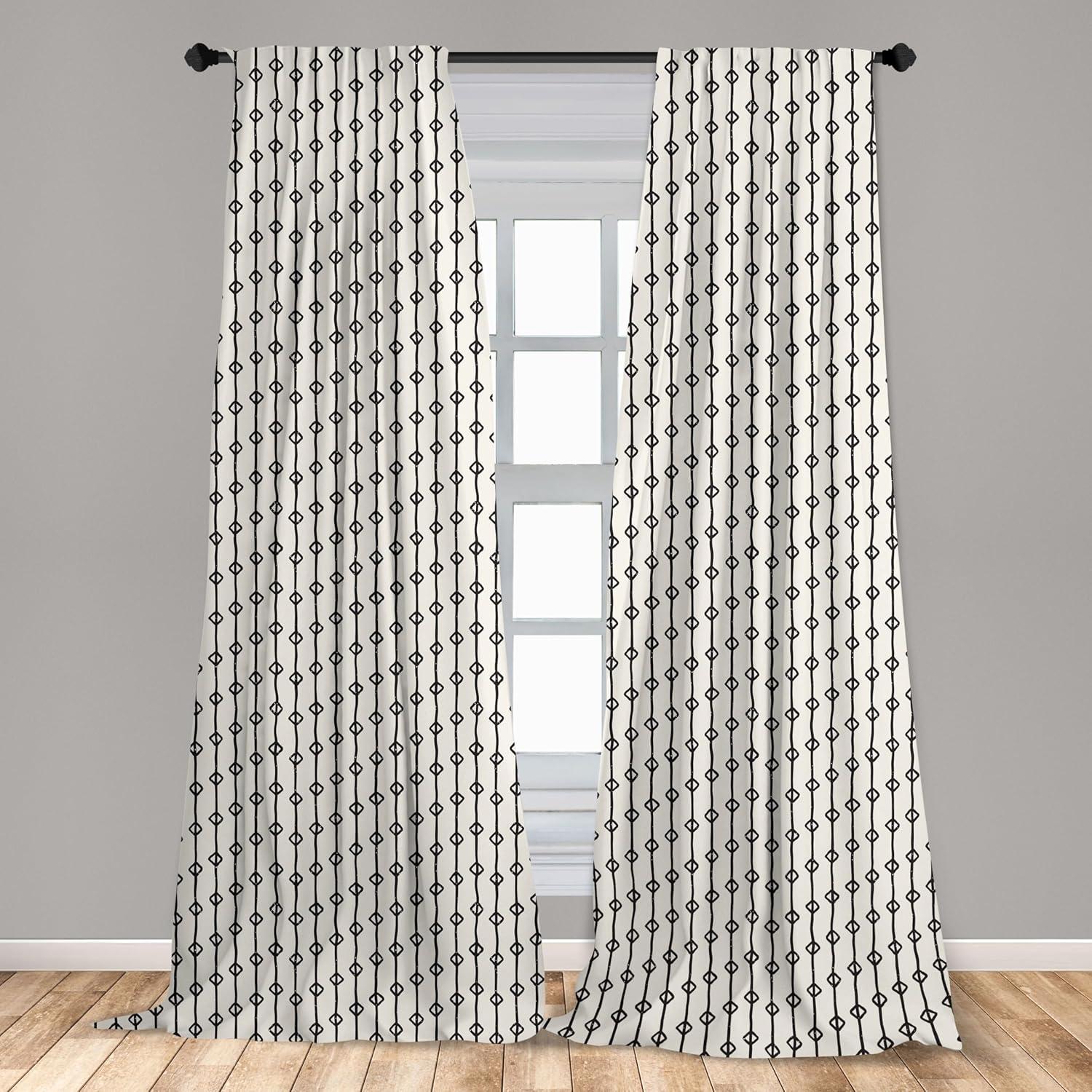 imageAmbesonne Cats Curtains Modern Scandi Pattern of Kitten Love with Romantic Hearts Cartoon Design Window Treatments 2 Panel Set for Living Room Bedroom Pair of 28quot x 63quot Ginger Olive Green WhiteEggshell Charcoal