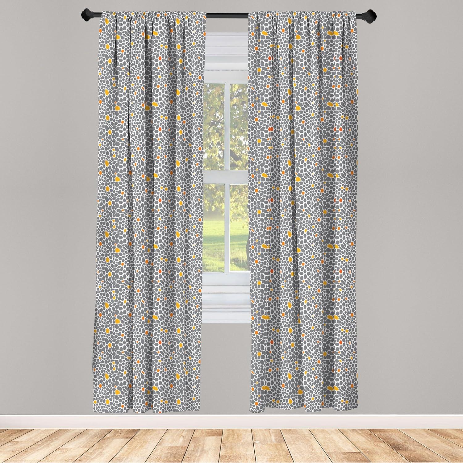 imageAmbesonne Cats Curtains Modern Scandi Pattern of Kitten Love with Romantic Hearts Cartoon Design Window Treatments 2 Panel Set for Living Room Bedroom Pair of 28quot x 63quot Ginger Olive Green WhiteDark Orange and Orange