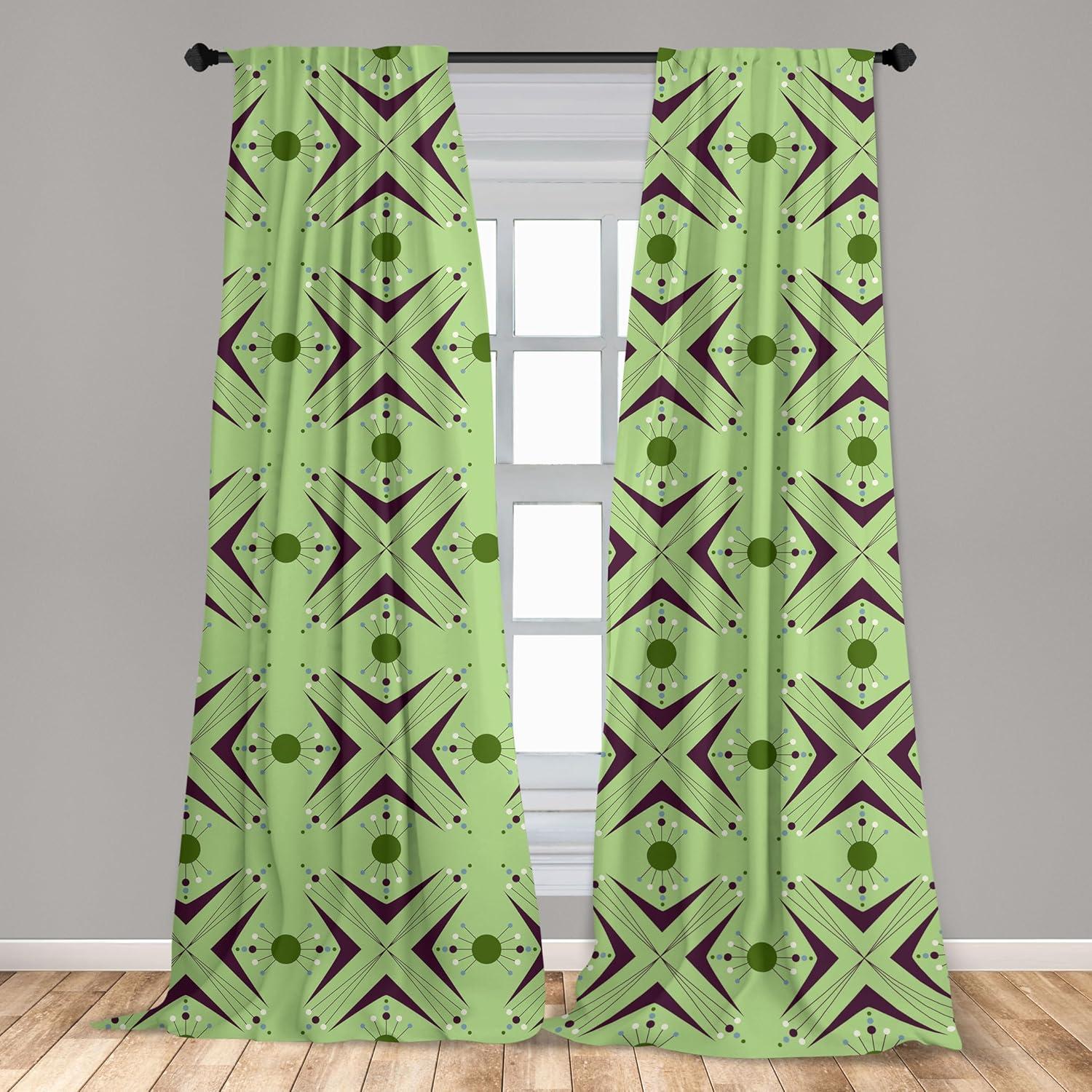 imageAmbesonne Cats Curtains Modern Scandi Pattern of Kitten Love with Romantic Hearts Cartoon Design Window Treatments 2 Panel Set for Living Room Bedroom Pair of 28quot x 63quot Ginger Olive Green WhiteGreen Plum