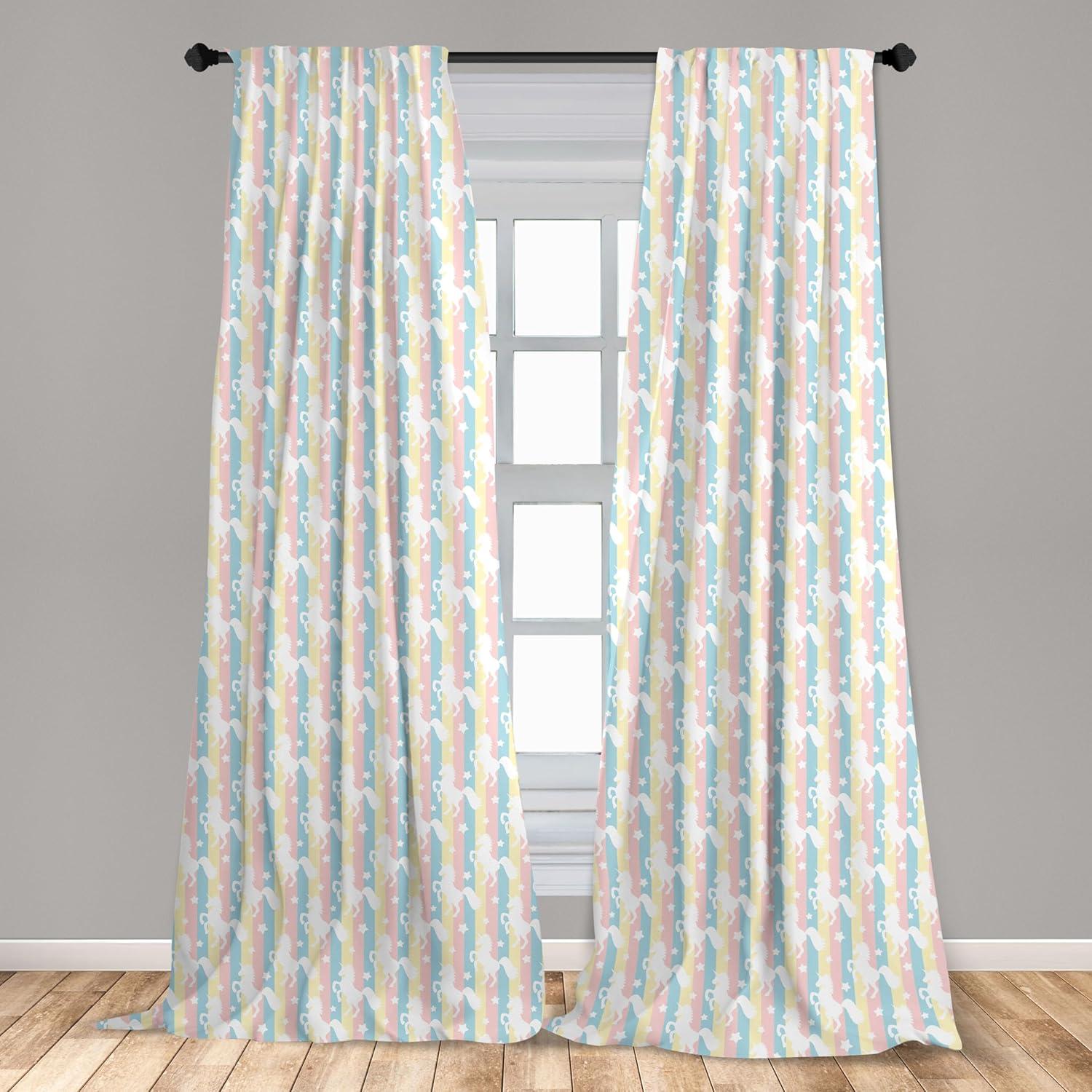 imageAmbesonne Cats Curtains Modern Scandi Pattern of Kitten Love with Romantic Hearts Cartoon Design Window Treatments 2 Panel Set for Living Room Bedroom Pair of 28quot x 63quot Ginger Olive Green WhitePale Blue