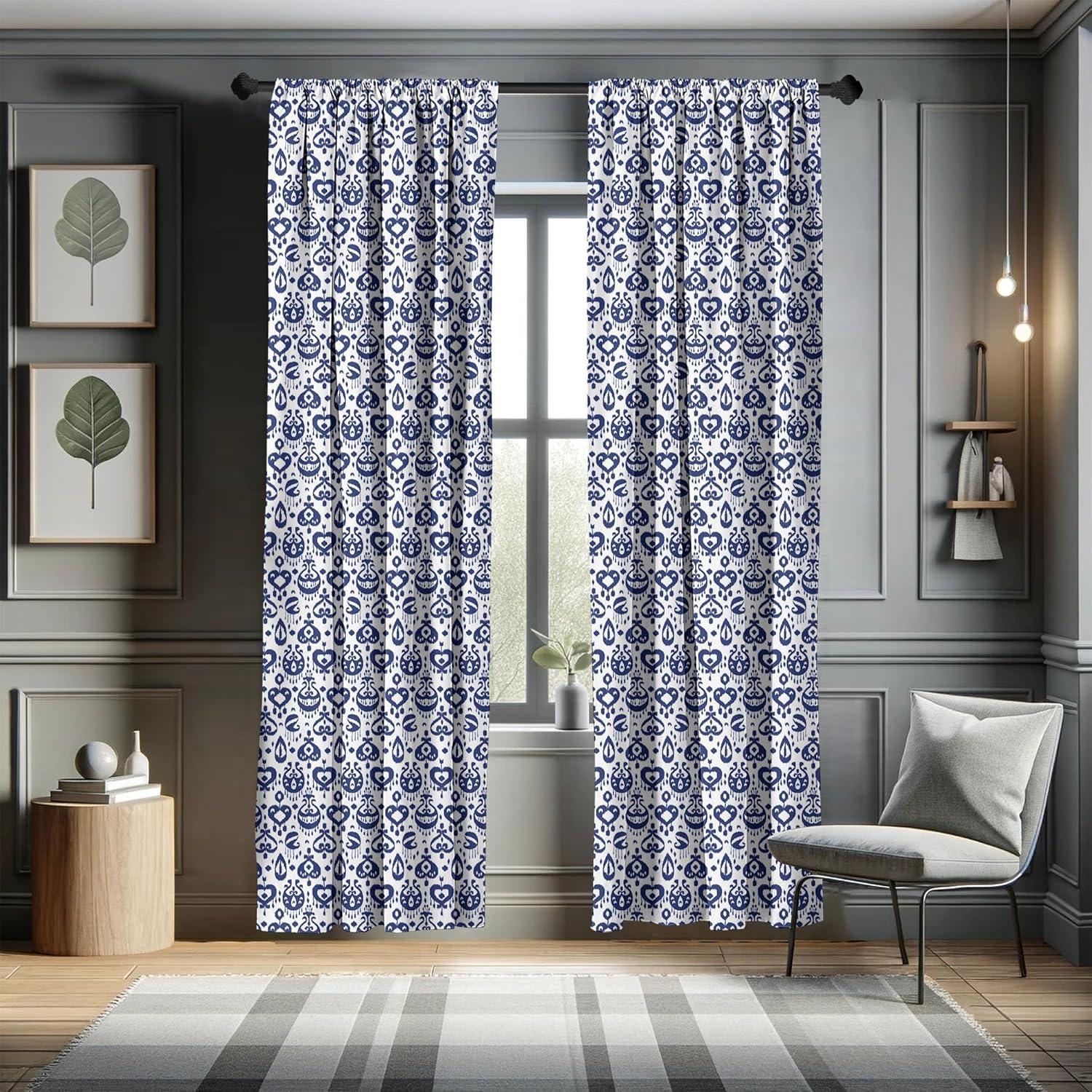 imageAmbesonne Cats Curtains Modern Scandi Pattern of Kitten Love with Romantic Hearts Cartoon Design Window Treatments 2 Panel Set for Living Room Bedroom Pair of 28quot x 63quot Ginger Olive Green WhiteWhite and Blue