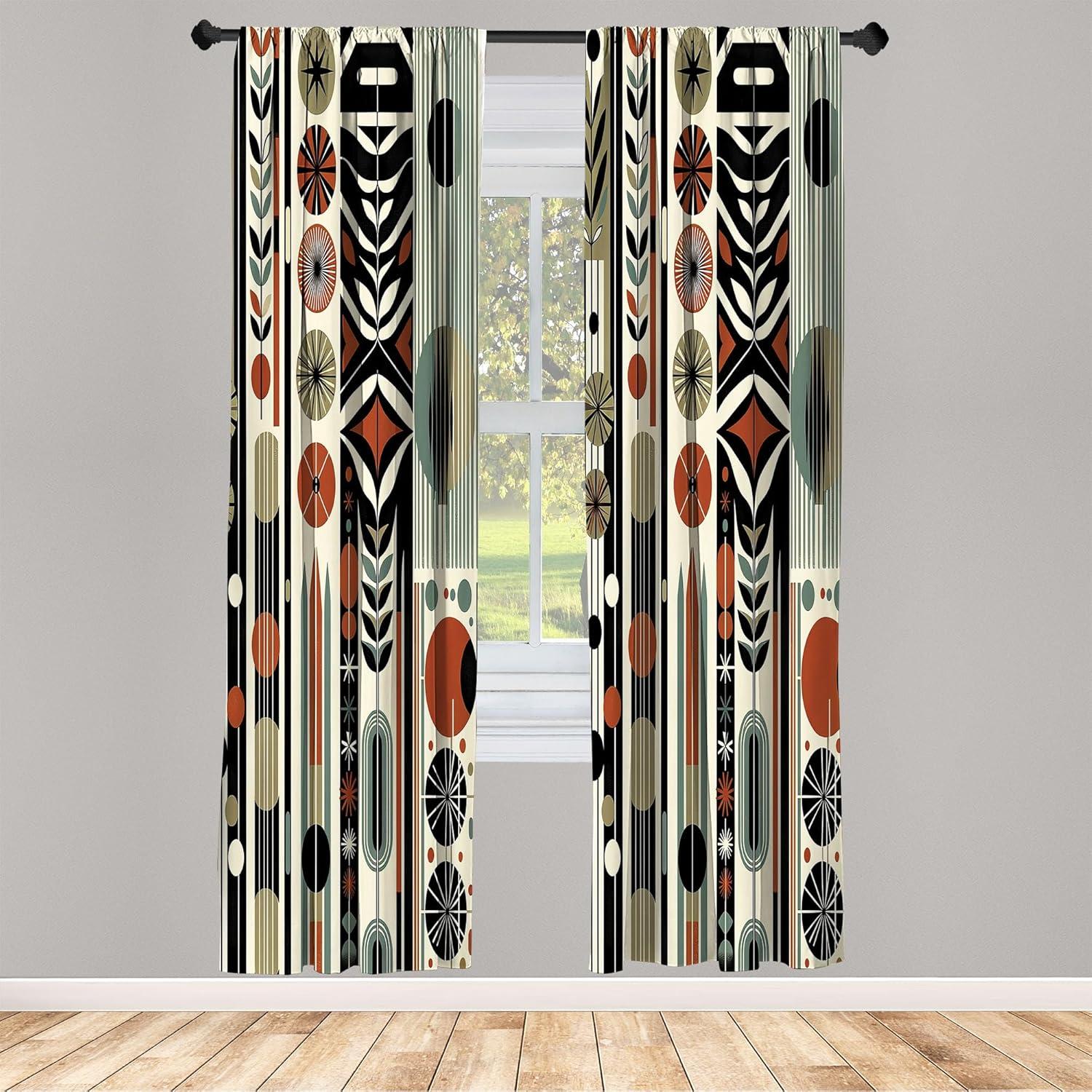 imageAmbesonne Cats Curtains Modern Scandi Pattern of Kitten Love with Romantic Hearts Cartoon Design Window Treatments 2 Panel Set for Living Room Bedroom Pair of 28quot x 63quot Ginger Olive Green WhiteOlive Green Rust Ivory