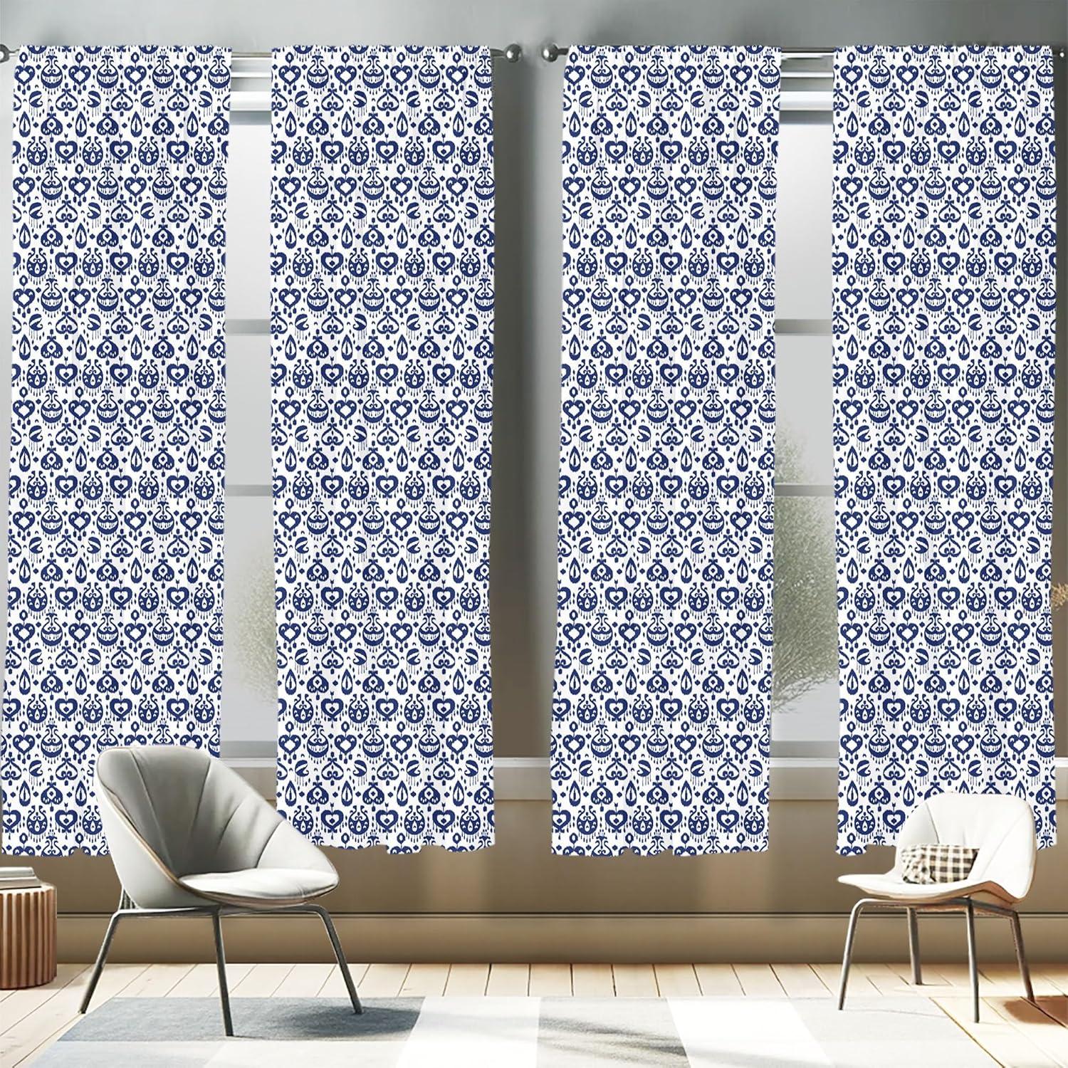 imageAmbesonne Cats Curtains Modern Scandi Pattern of Kitten Love with Romantic Hearts Cartoon Design Window Treatments 2 Panel Set for Living Room Bedroom Pair of 28quot x 63quot Ginger Olive Green WhiteWhite and Blue