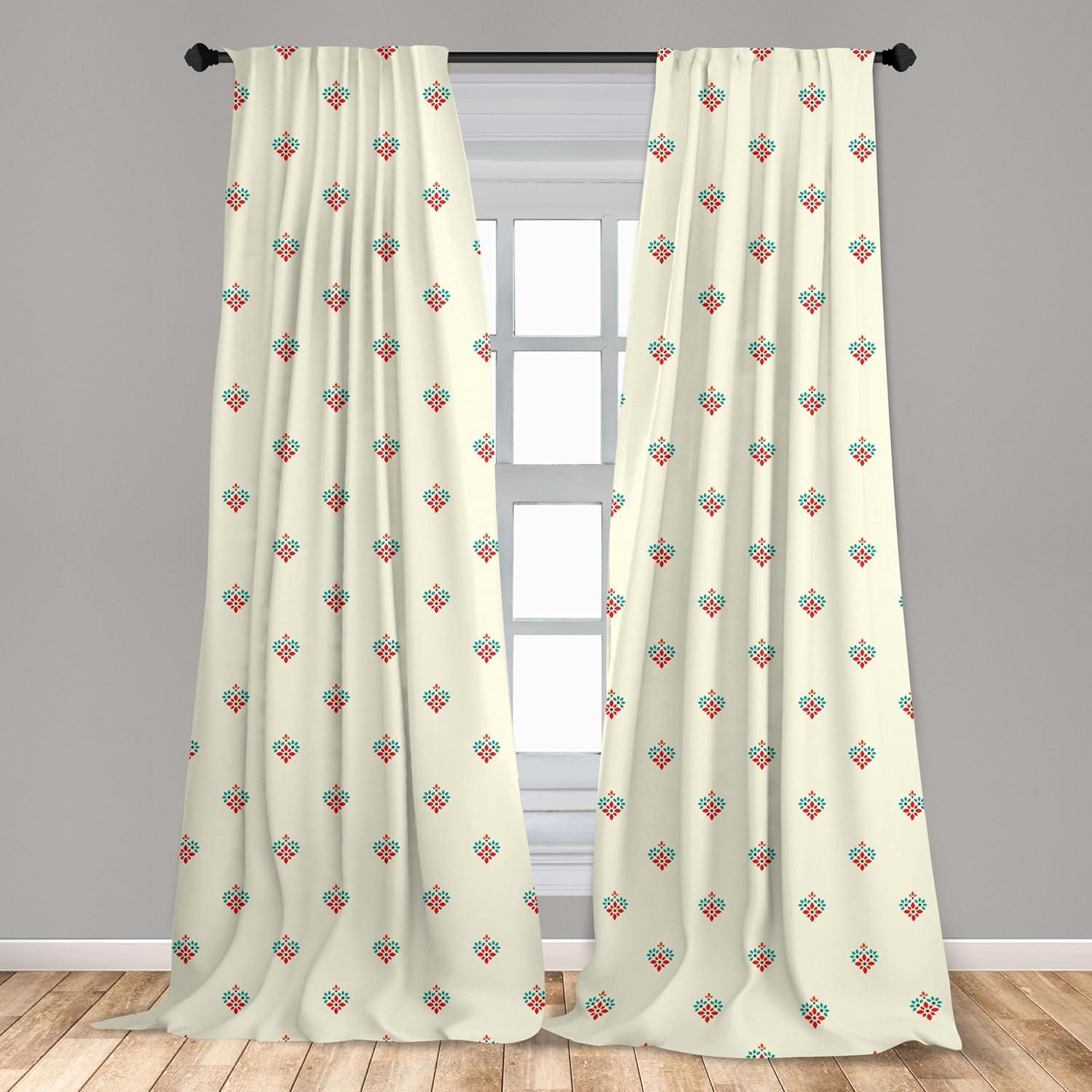 imageAmbesonne Cats Curtains Modern Scandi Pattern of Kitten Love with Romantic Hearts Cartoon Design Window Treatments 2 Panel Set for Living Room Bedroom Pair of 28quot x 63quot Ginger Olive Green WhiteBeige Teal