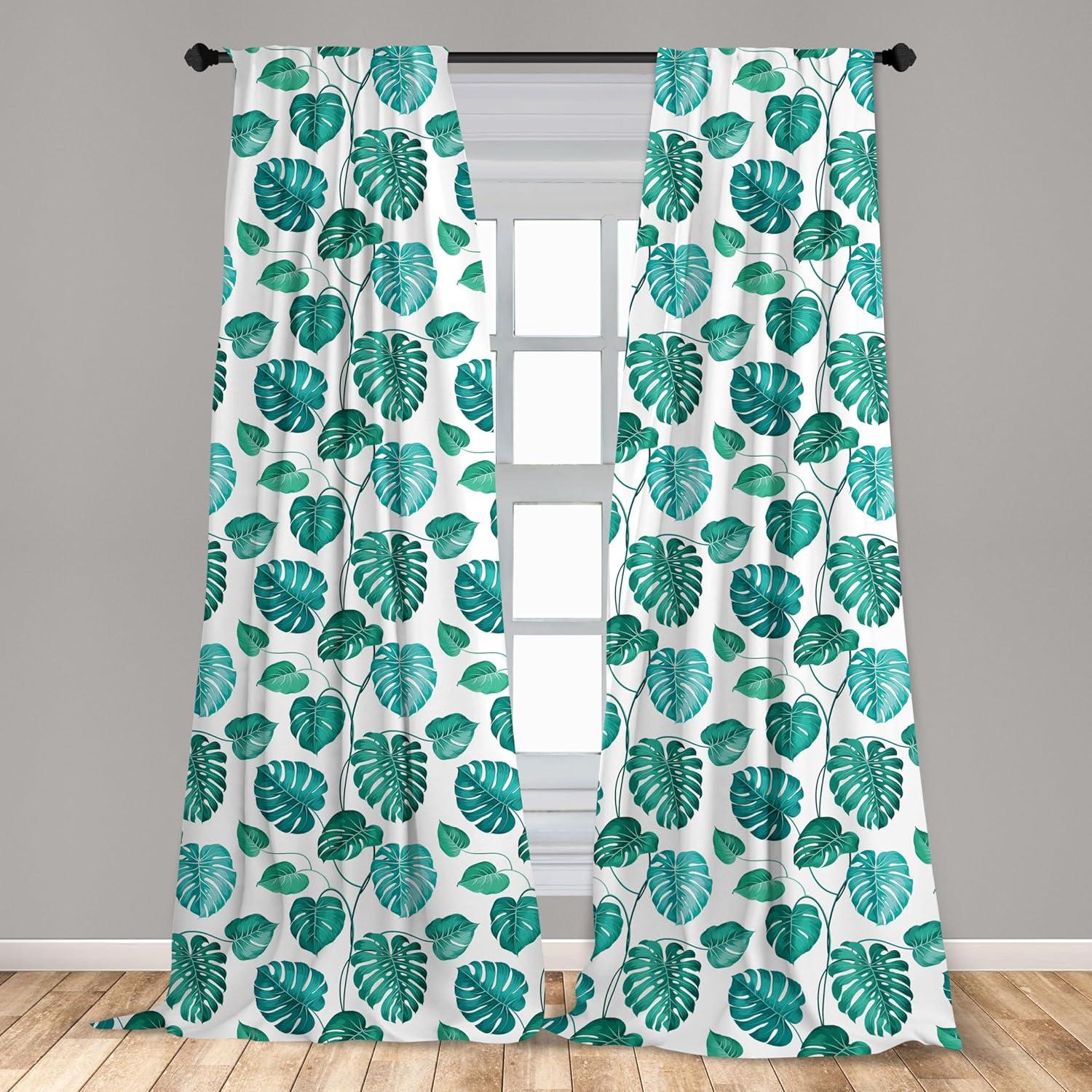 imageAmbesonne Cats Curtains Modern Scandi Pattern of Kitten Love with Romantic Hearts Cartoon Design Window Treatments 2 Panel Set for Living Room Bedroom Pair of 28quot x 63quot Ginger Olive Green WhiteGreen White
