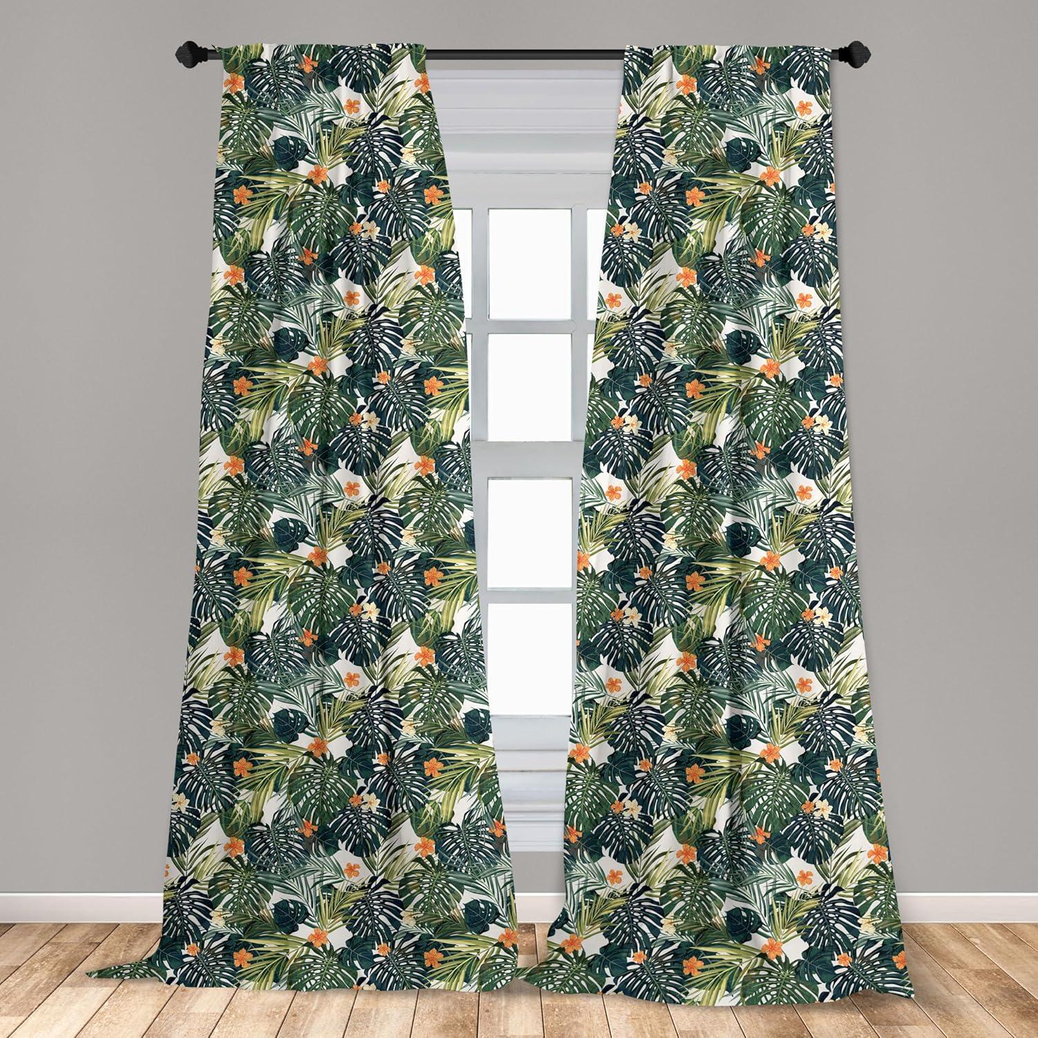 imageAmbesonne Cats Curtains Modern Scandi Pattern of Kitten Love with Romantic Hearts Cartoon Design Window Treatments 2 Panel Set for Living Room Bedroom Pair of 28quot x 63quot Ginger Olive Green WhiteOrange Teal