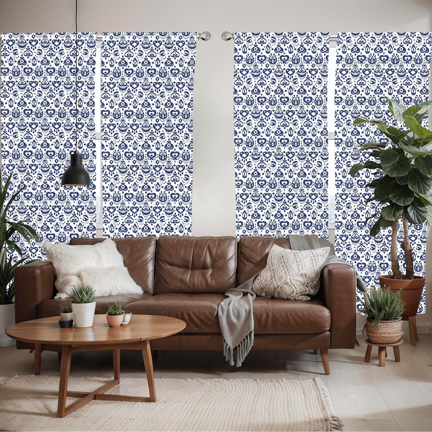 imageAmbesonne Cats Curtains Modern Scandi Pattern of Kitten Love with Romantic Hearts Cartoon Design Window Treatments 2 Panel Set for Living Room Bedroom Pair of 28quot x 63quot Ginger Olive Green WhiteWhite and Blue