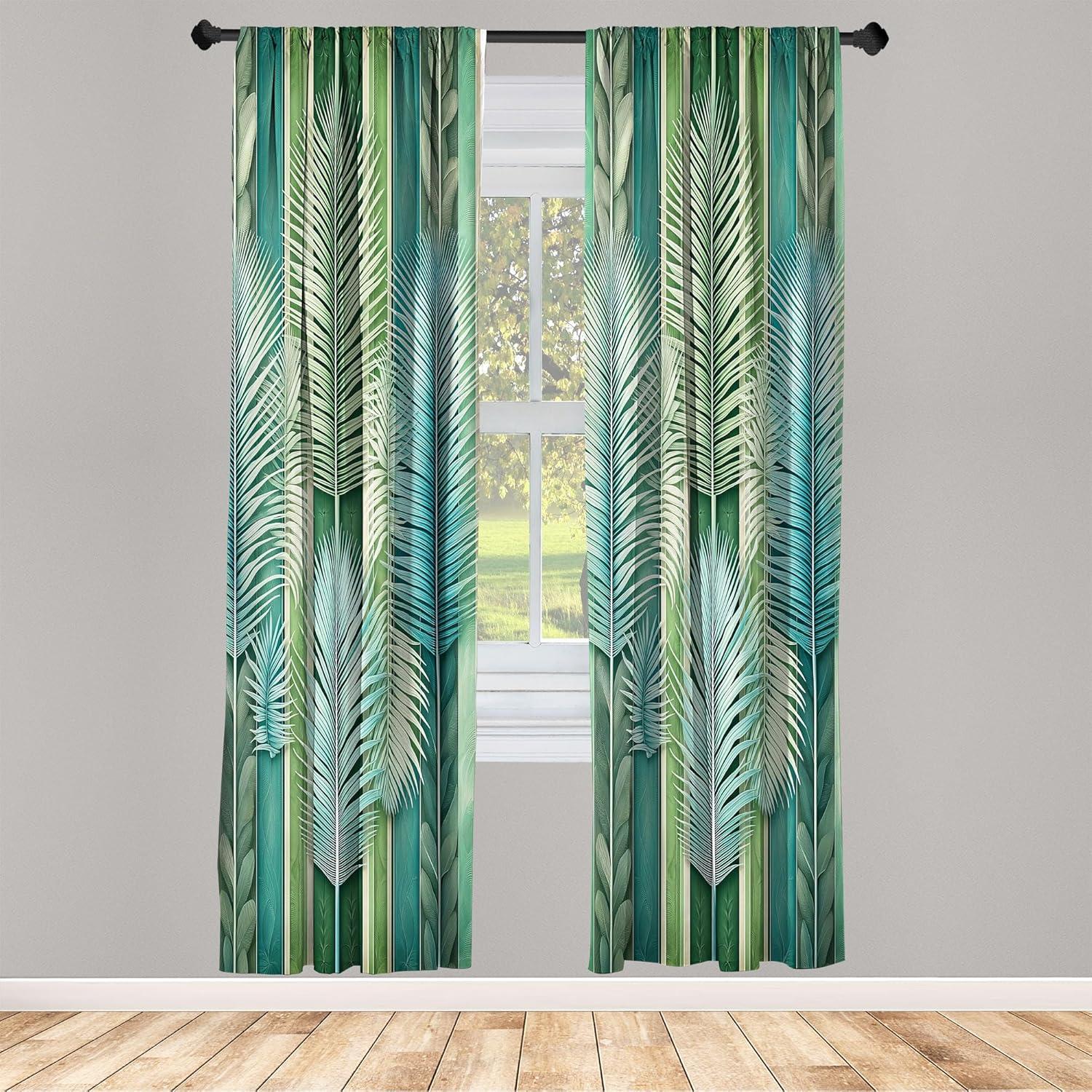 imageAmbesonne Cats Curtains Modern Scandi Pattern of Kitten Love with Romantic Hearts Cartoon Design Window Treatments 2 Panel Set for Living Room Bedroom Pair of 28quot x 63quot Ginger Olive Green WhiteTeal Green and Dark Seafoam