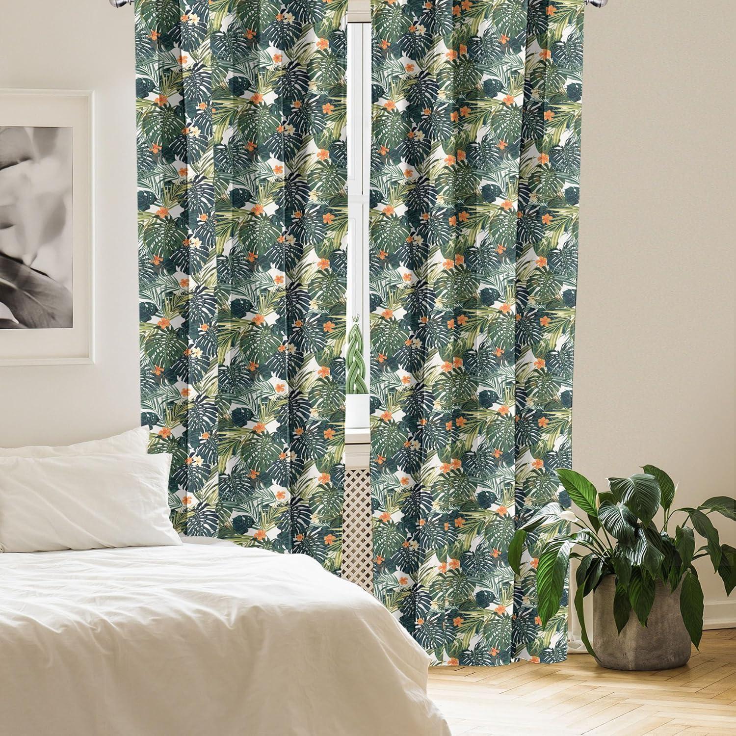 imageAmbesonne Cats Curtains Modern Scandi Pattern of Kitten Love with Romantic Hearts Cartoon Design Window Treatments 2 Panel Set for Living Room Bedroom Pair of 28quot x 63quot Ginger Olive Green WhiteOrange Teal