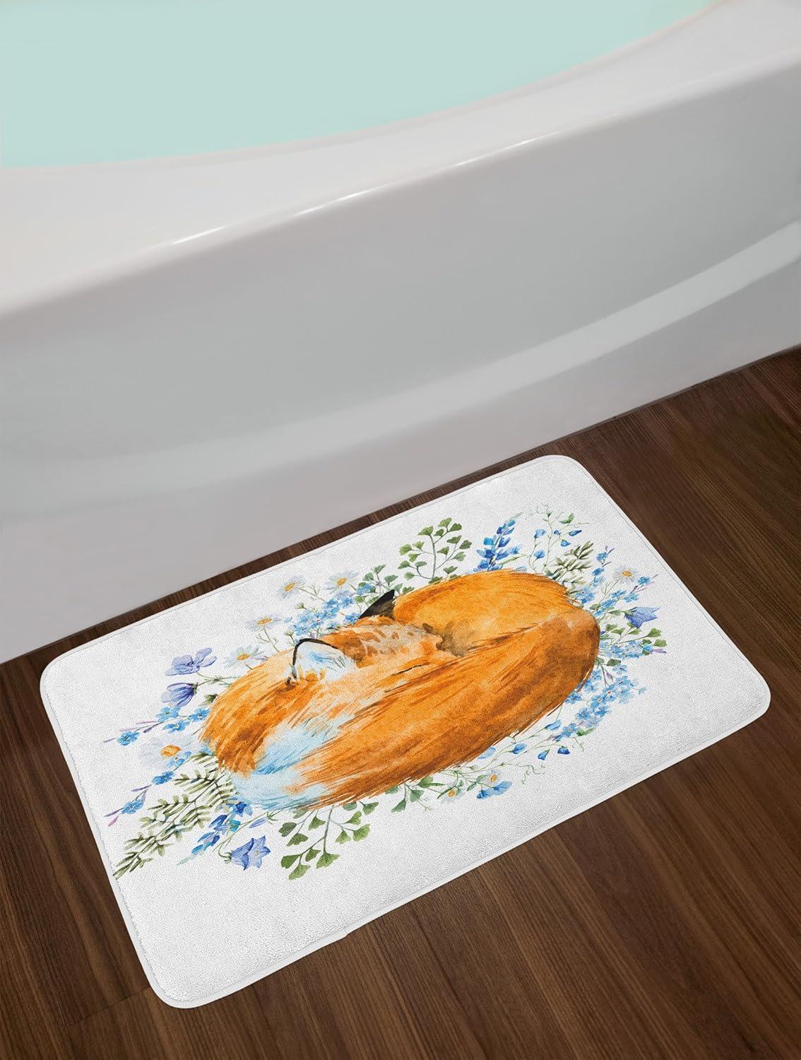 imageAmbesonne Christmas Bath Mat Rustic Wooden Backdrop Snowflakes and Warm Traditional Celebration Print Plush Bathroom Decor Mat with Non Slip Backing 302quot x 20quot Brown WhiteOrange Blue Olive Green
