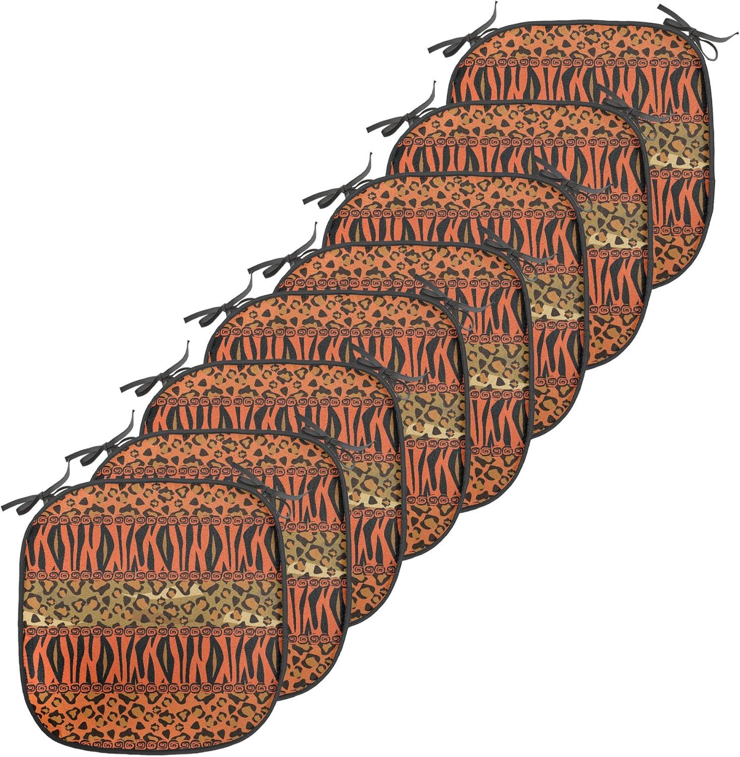 imageAmbesonne Christmas Chair Seating Cushion Set of 6 Pine Fir Cones Balls and Coniferous Tree Leaves Holly Berry Old Fashioned AntiSlip Seat Padding for Kitchen ampamp Patio 16quotx16quot Red Green GreyOrange Amber and Sepia
