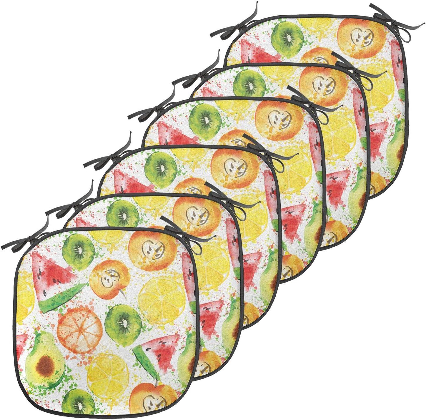 imageAmbesonne Christmas Chair Seating Cushion Set of 6 Pine Fir Cones Balls and Coniferous Tree Leaves Holly Berry Old Fashioned AntiSlip Seat Padding for Kitchen ampamp Patio 16quotx16quot Red Green GreyYellow Orange Fern Green