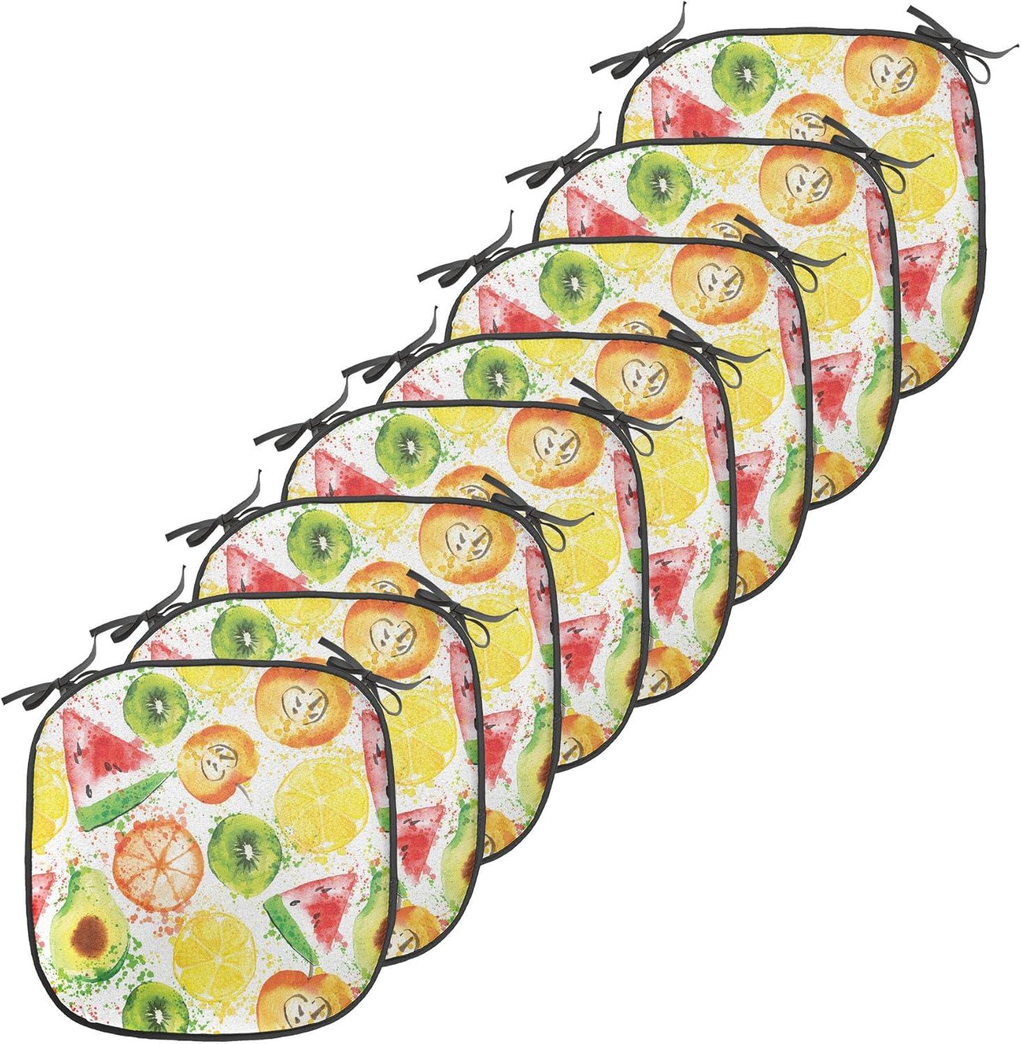 imageAmbesonne Christmas Chair Seating Cushion Set of 6 Pine Fir Cones Balls and Coniferous Tree Leaves Holly Berry Old Fashioned AntiSlip Seat Padding for Kitchen ampamp Patio 16quotx16quot Red Green GreyYellow Orange Fern Green