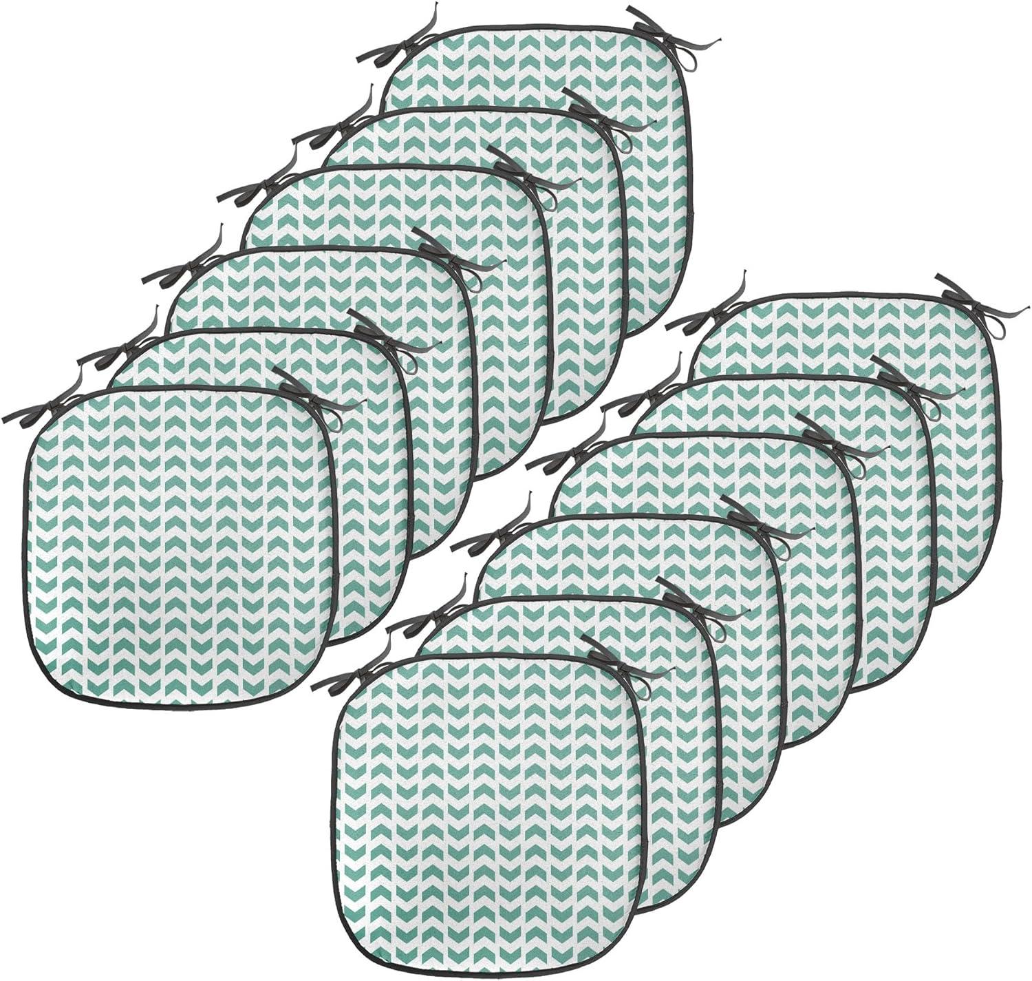 imageAmbesonne Christmas Chair Seating Cushion Set of 6 Pine Fir Cones Balls and Coniferous Tree Leaves Holly Berry Old Fashioned AntiSlip Seat Padding for Kitchen ampamp Patio 16quotx16quot Red Green GreyTeal White