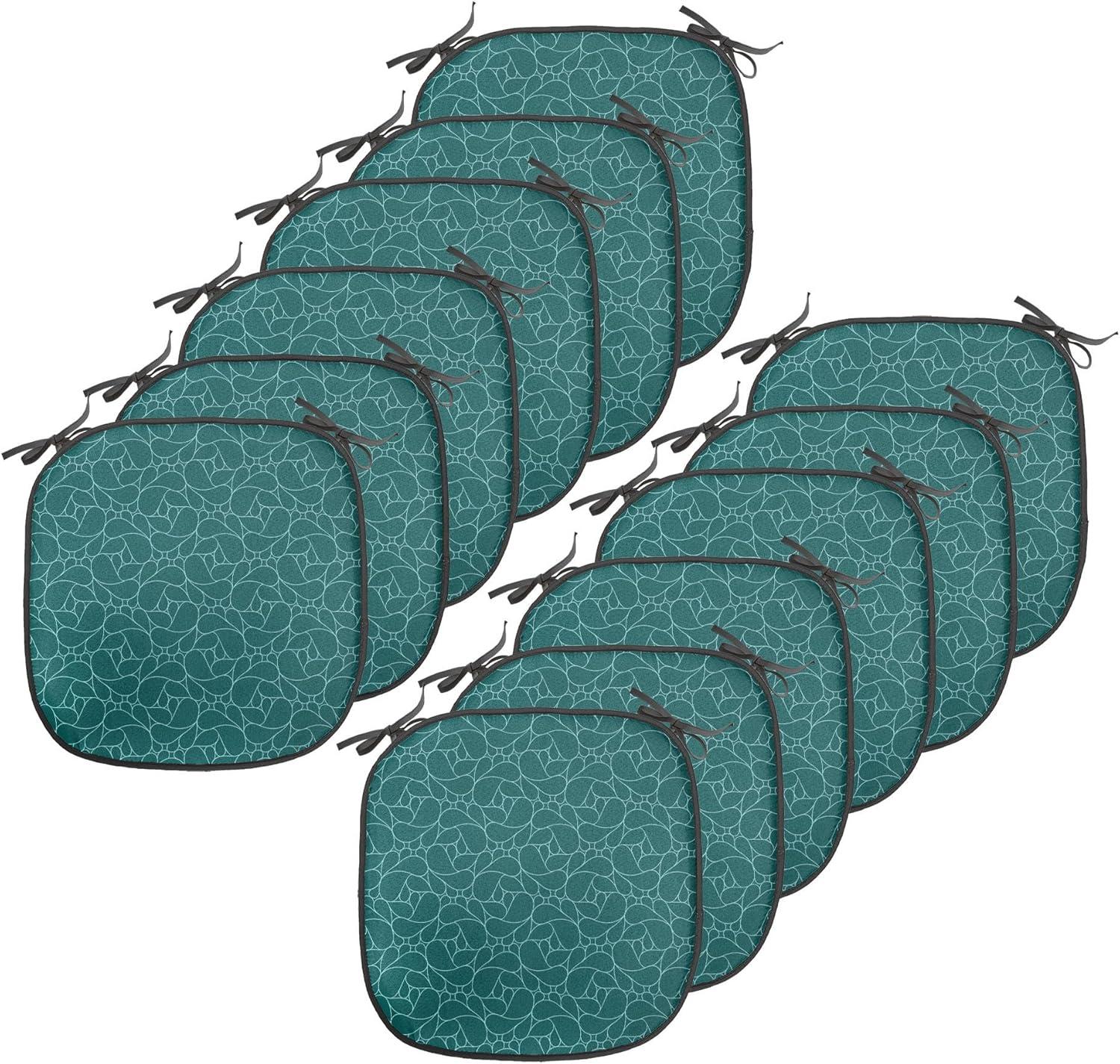 imageAmbesonne Christmas Chair Seating Cushion Set of 6 Pine Fir Cones Balls and Coniferous Tree Leaves Holly Berry Old Fashioned AntiSlip Seat Padding for Kitchen ampamp Patio 16quotx16quot Red Green GreyTeal Turquoise