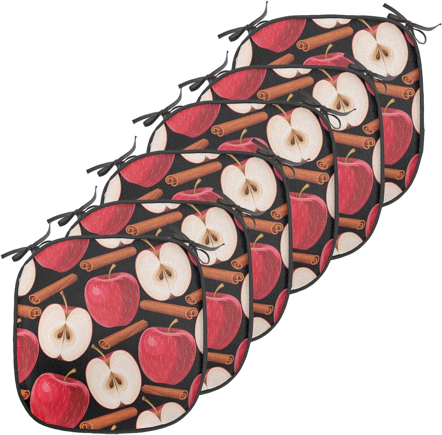imageAmbesonne Christmas Chair Seating Cushion Set of 6 Pine Fir Cones Balls and Coniferous Tree Leaves Holly Berry Old Fashioned AntiSlip Seat Padding for Kitchen ampamp Patio 16quotx16quot Red Green GreyCinnamon Red Cream