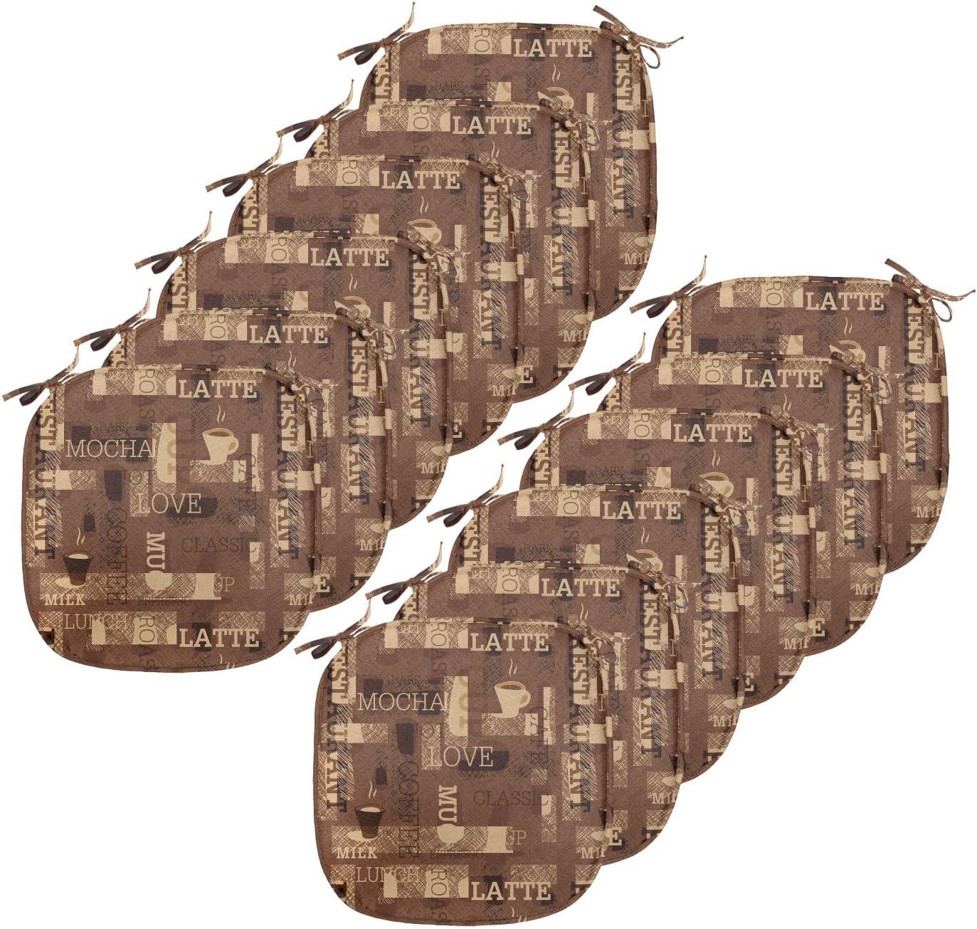 imageAmbesonne Christmas Chair Seating Cushion Set of 6 Pine Fir Cones Balls and Coniferous Tree Leaves Holly Berry Old Fashioned AntiSlip Seat Padding for Kitchen ampamp Patio 16quotx16quot Red Green GreyBrown Beige