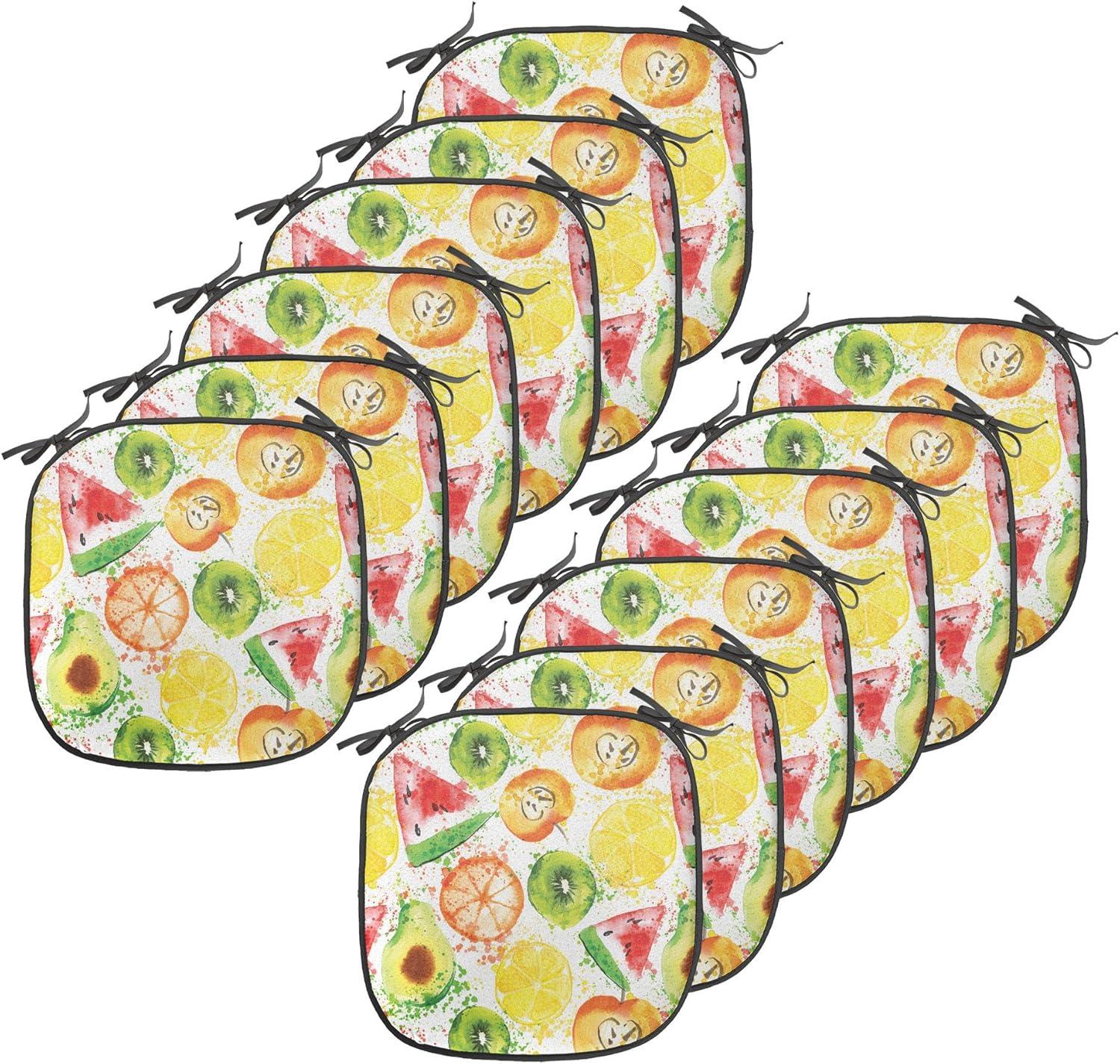 imageAmbesonne Christmas Chair Seating Cushion Set of 6 Pine Fir Cones Balls and Coniferous Tree Leaves Holly Berry Old Fashioned AntiSlip Seat Padding for Kitchen ampamp Patio 16quotx16quot Red Green GreyYellow Orange Fern Green