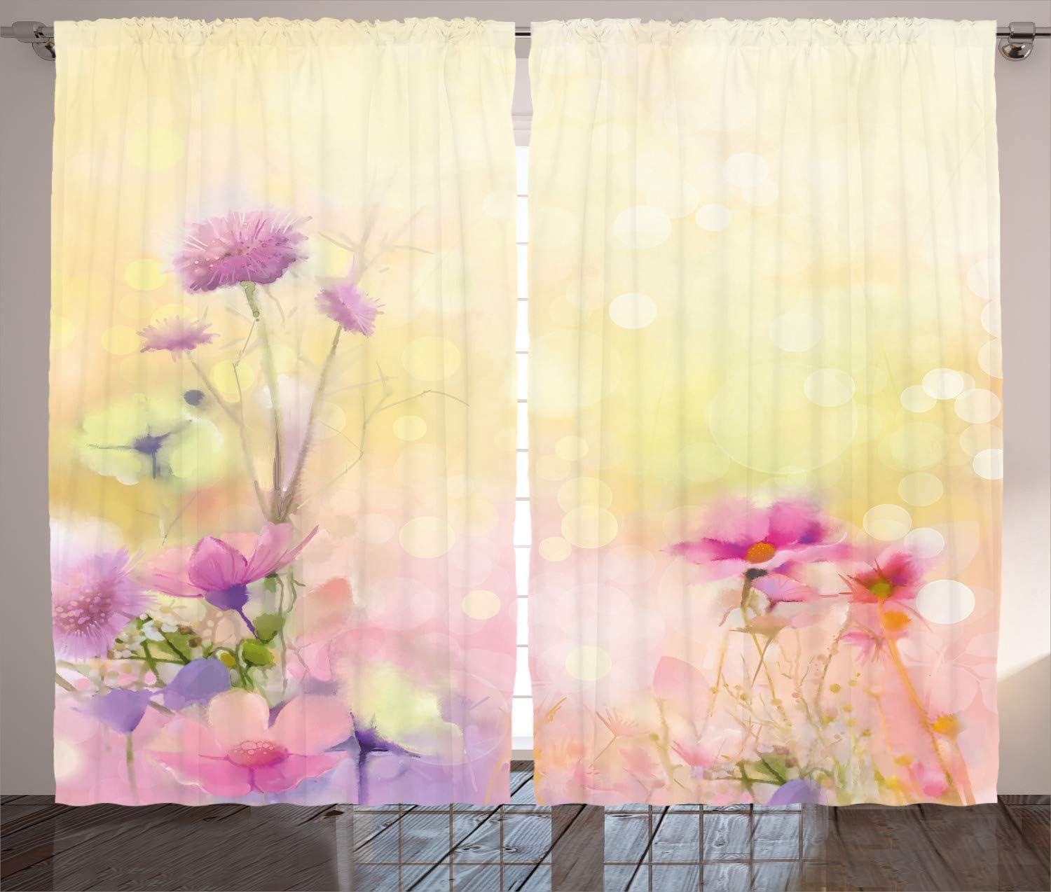 imageAmbesonne Christmas Curtains Classical Christmas Ornaments and Baubles Coniferous Pine Tree Twig Tinsel Print Living Room Bedroom Window Drapes 2 Panel Set 108quot X 90quot Vermilion GreenYellow Pink