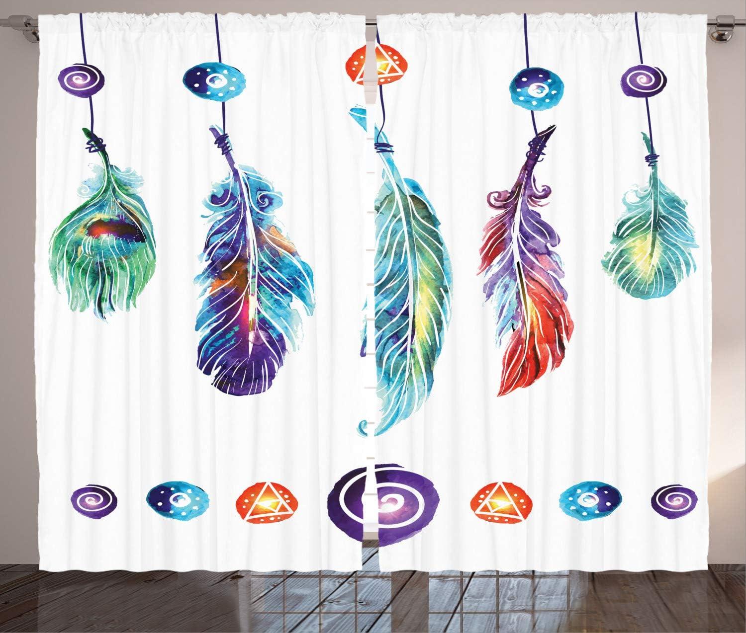 imageAmbesonne Christmas Curtains Classical Christmas Ornaments and Baubles Coniferous Pine Tree Twig Tinsel Print Living Room Bedroom Window Drapes 2 Panel Set 108quot X 90quot Vermilion GreenWhite Purple