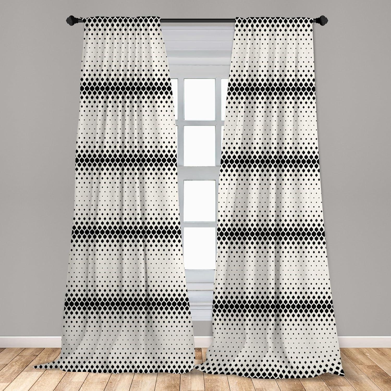 imageAmbesonne Christmas Curtains Tree Branches Spruce Leaves Balls Bells Cones Poinsettia Flowers Mistletoe Berry Window Treatments 2 Panel Set for Living Room Bedroom Pair of 28quot x 63quot Ruby GreenBlack White