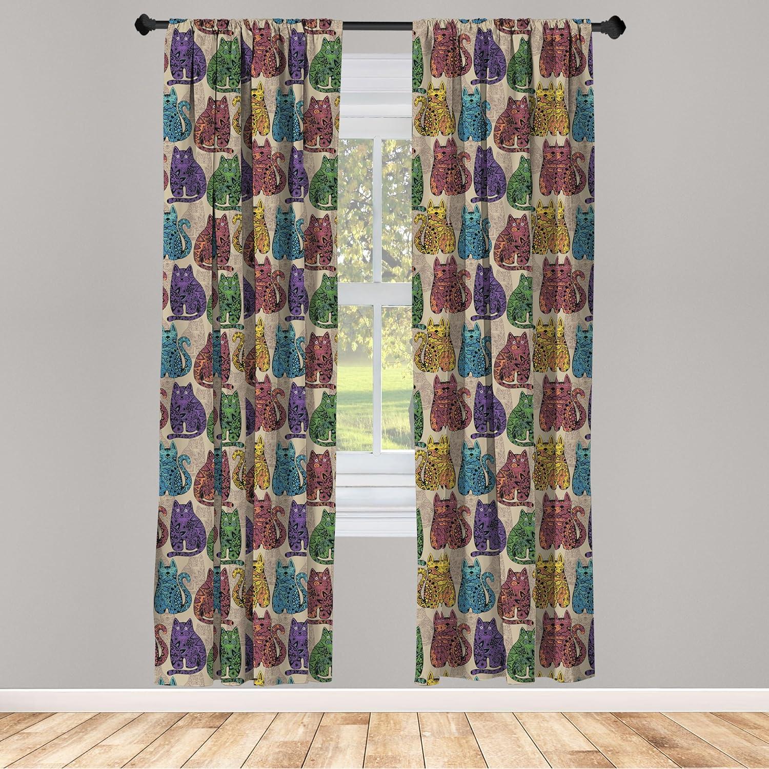 imageAmbesonne Christmas Curtains Tree Branches Spruce Leaves Balls Bells Cones Poinsettia Flowers Mistletoe Berry Window Treatments 2 Panel Set for Living Room Bedroom Pair of 28quot x 63quot Ruby GreenBeige Pink