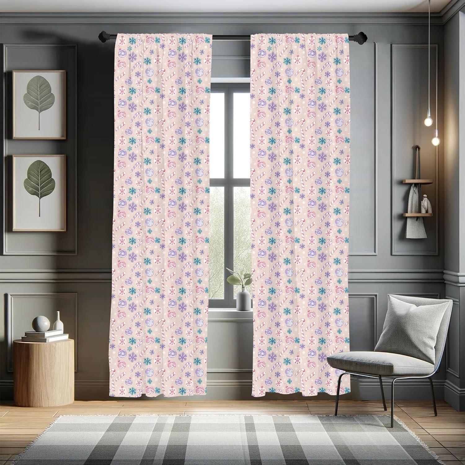 imageAmbesonne Christmas Curtains Tree Branches Spruce Leaves Balls Bells Cones Poinsettia Flowers Mistletoe Berry Window Treatments 2 Panel Set for Living Room Bedroom Pair of 28quot x 63quot Ruby GreenLavender Teal Beige
