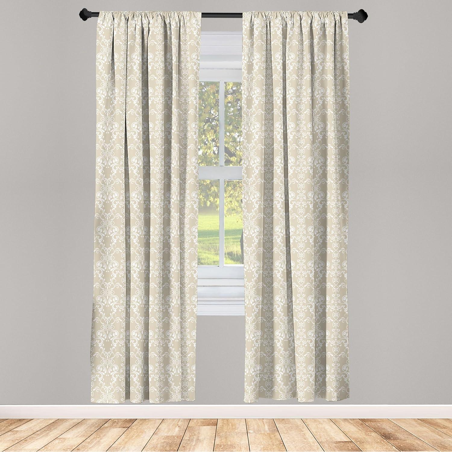 imageAmbesonne Christmas Curtains Tree Branches Spruce Leaves Balls Bells Cones Poinsettia Flowers Mistletoe Berry Window Treatments 2 Panel Set for Living Room Bedroom Pair of 28quot x 63quot Ruby GreenBeige White