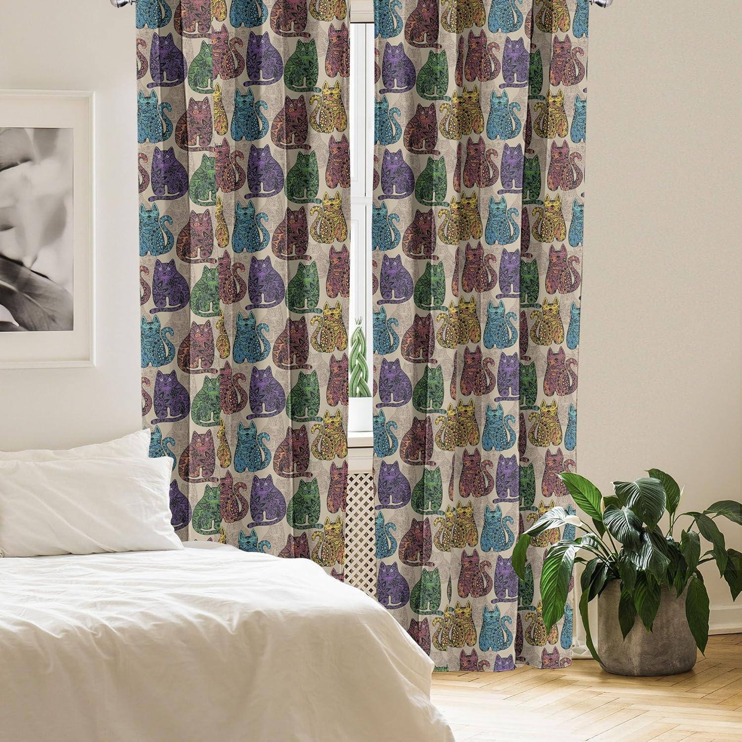 imageAmbesonne Christmas Curtains Tree Branches Spruce Leaves Balls Bells Cones Poinsettia Flowers Mistletoe Berry Window Treatments 2 Panel Set for Living Room Bedroom Pair of 28quot x 63quot Ruby GreenBeige Pink