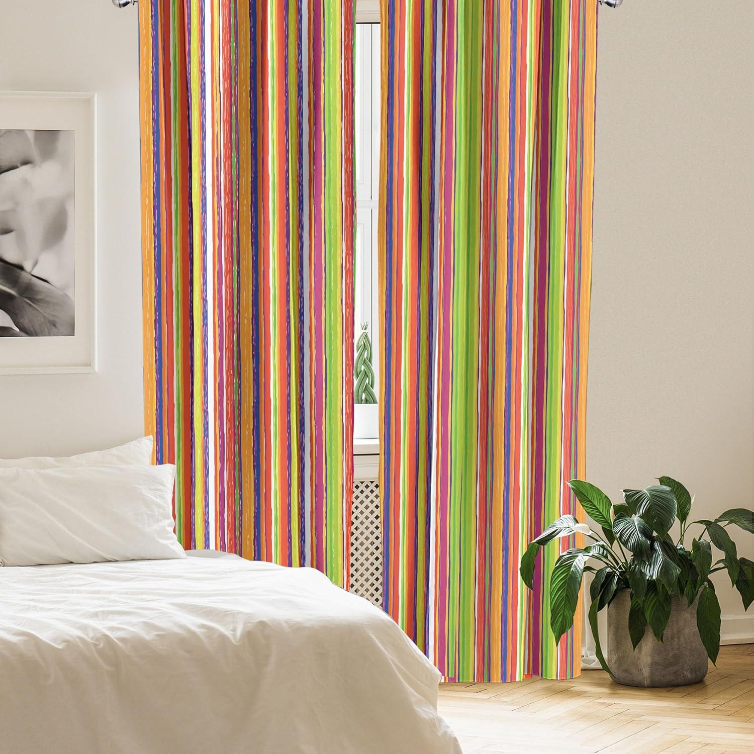 imageAmbesonne Christmas Curtains Tree Branches Spruce Leaves Balls Bells Cones Poinsettia Flowers Mistletoe Berry Window Treatments 2 Panel Set for Living Room Bedroom Pair of 28quot x 63quot Ruby GreenOrange Green