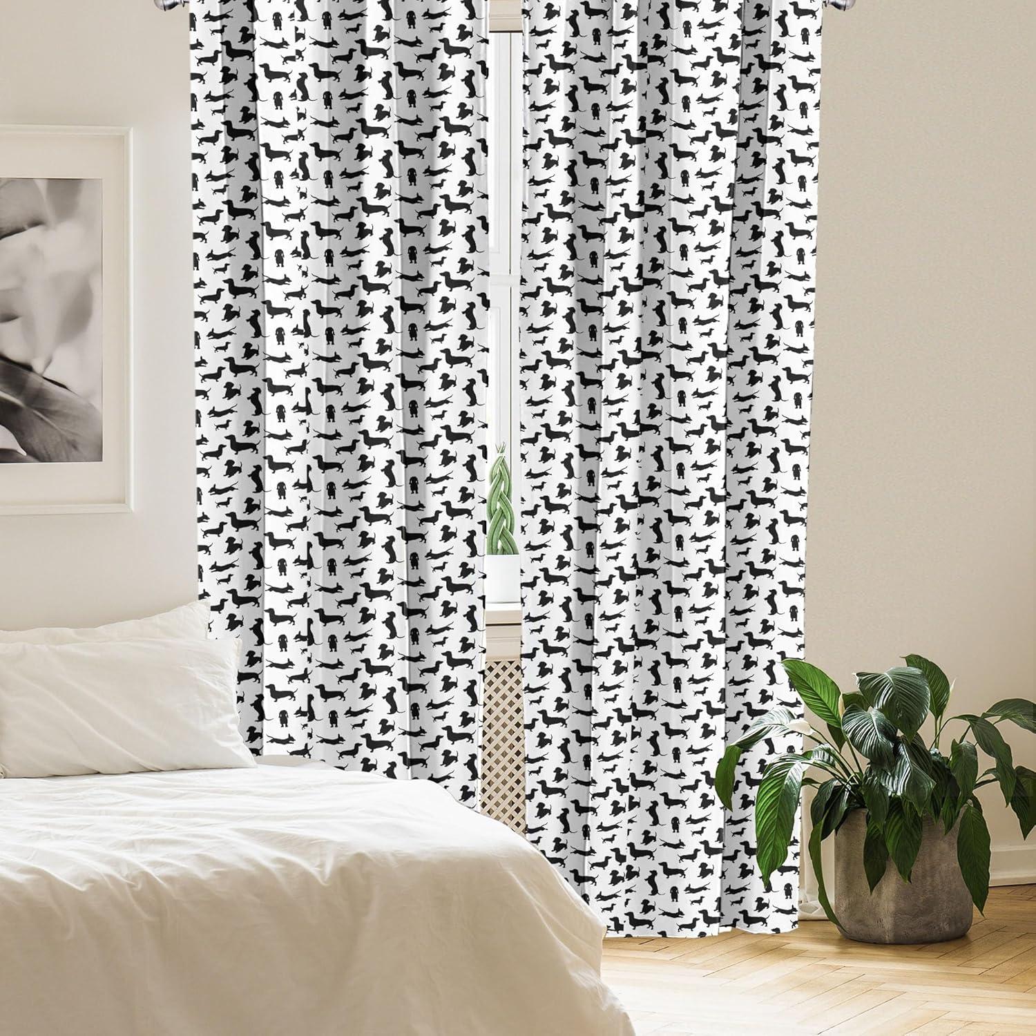 imageAmbesonne Christmas Curtains Tree Branches Spruce Leaves Balls Bells Cones Poinsettia Flowers Mistletoe Berry Window Treatments 2 Panel Set for Living Room Bedroom Pair of 28quot x 63quot Ruby GreenBlack and White