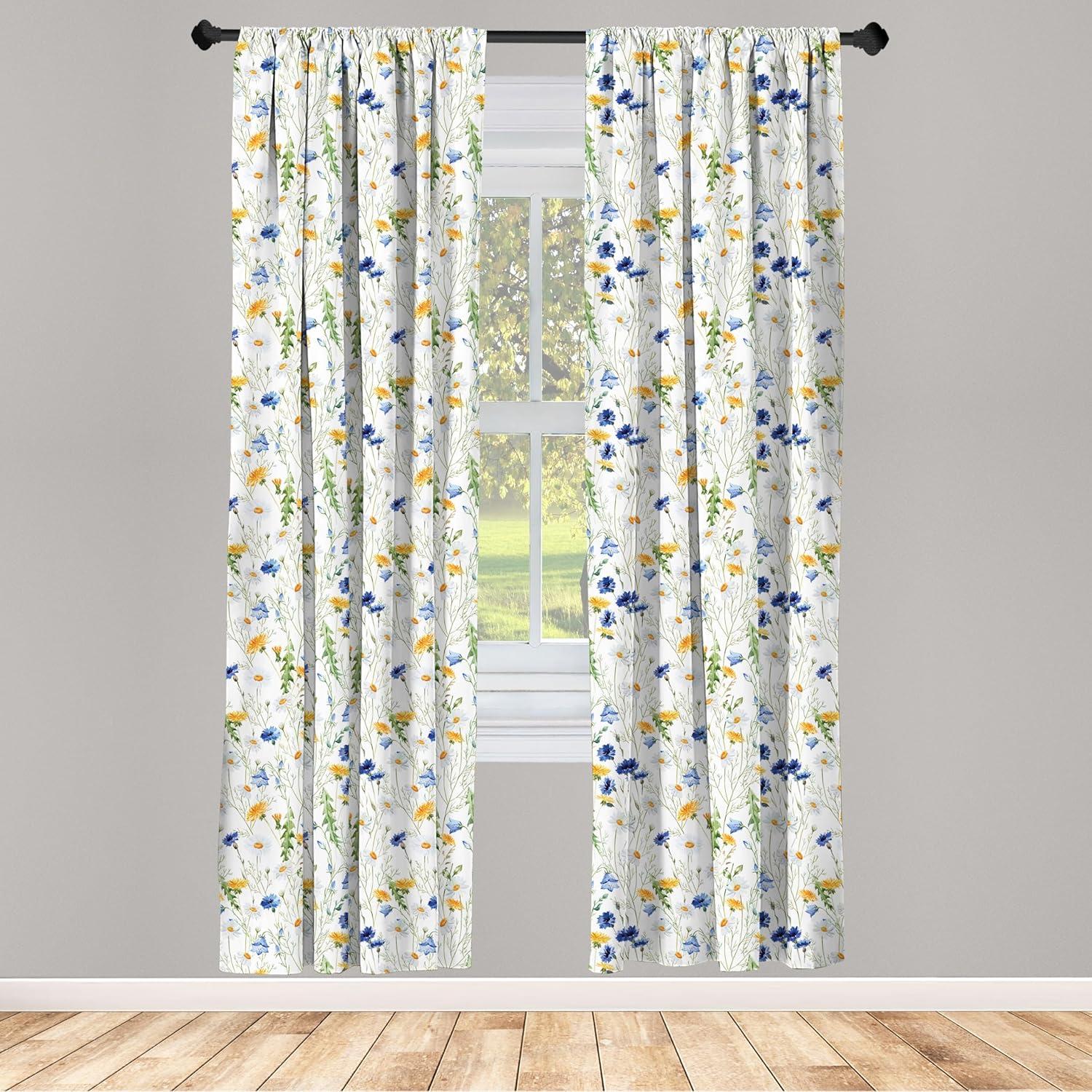imageAmbesonne Christmas Curtains Tree Branches Spruce Leaves Balls Bells Cones Poinsettia Flowers Mistletoe Berry Window Treatments 2 Panel Set for Living Room Bedroom Pair of 28quot x 63quot Ruby GreenWhite Yellow