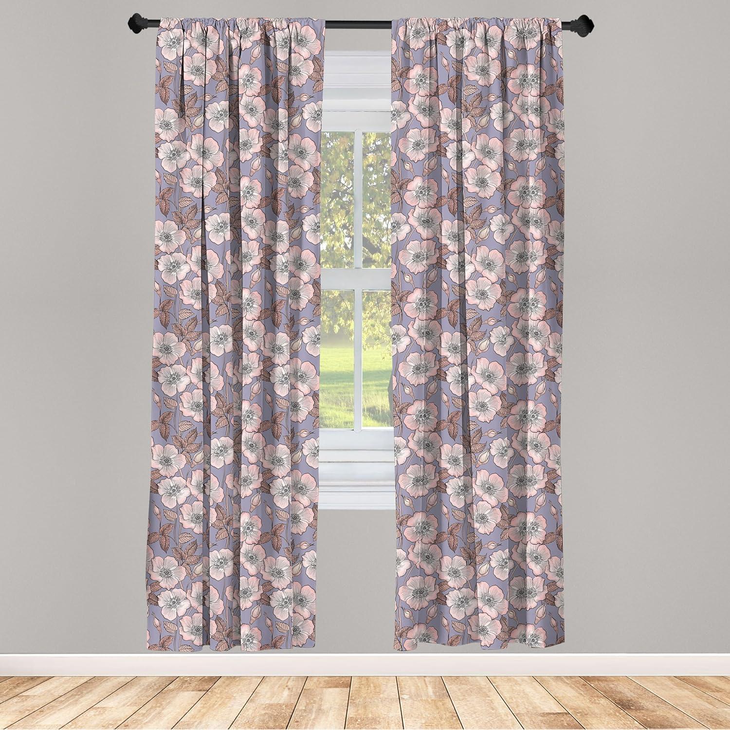 imageAmbesonne Christmas Curtains Tree Branches Spruce Leaves Balls Bells Cones Poinsettia Flowers Mistletoe Berry Window Treatments 2 Panel Set for Living Room Bedroom Pair of 28quot x 63quot Ruby GreenBlush Mauve