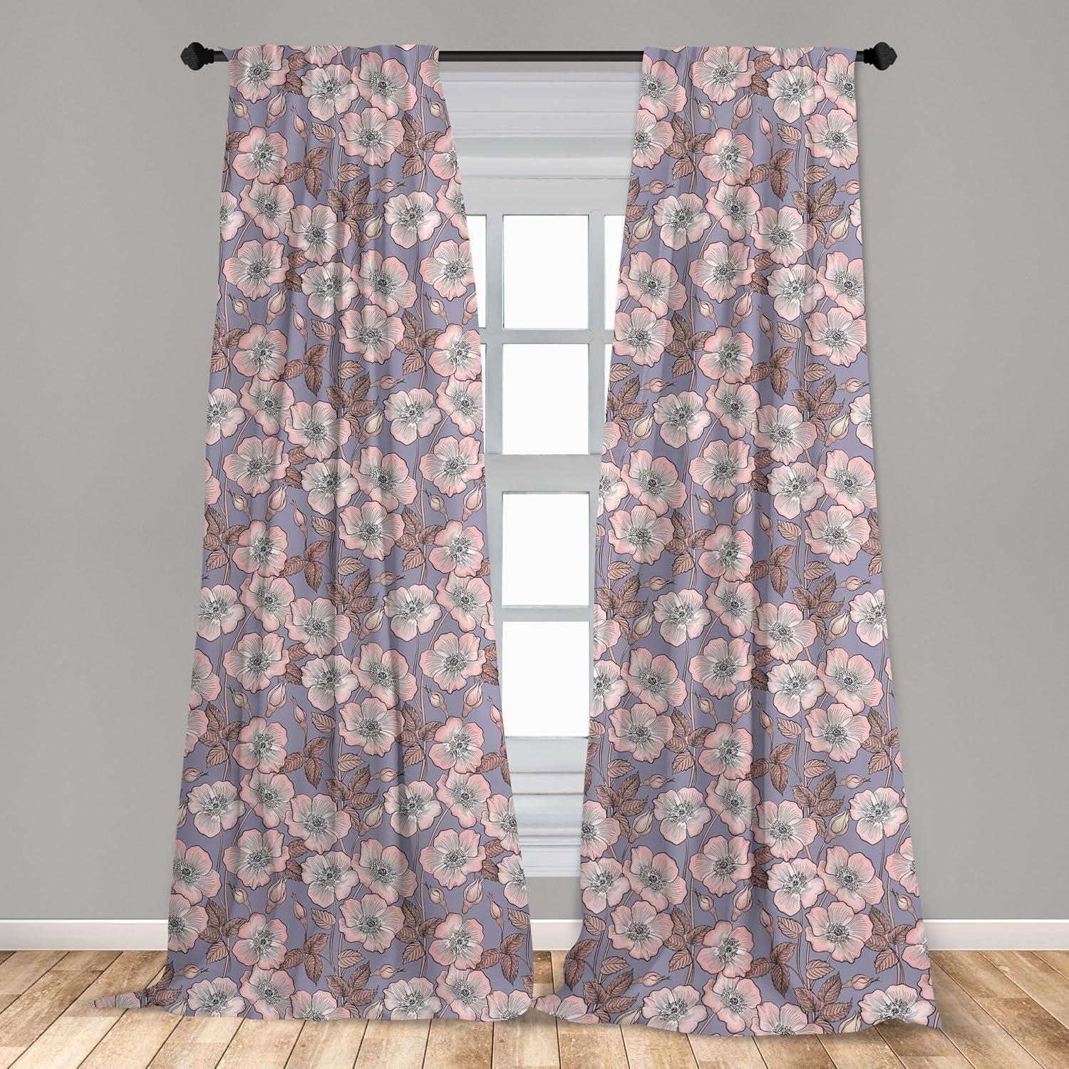 imageAmbesonne Christmas Curtains Tree Branches Spruce Leaves Balls Bells Cones Poinsettia Flowers Mistletoe Berry Window Treatments 2 Panel Set for Living Room Bedroom Pair of 28quot x 63quot Ruby GreenBlush Mauve
