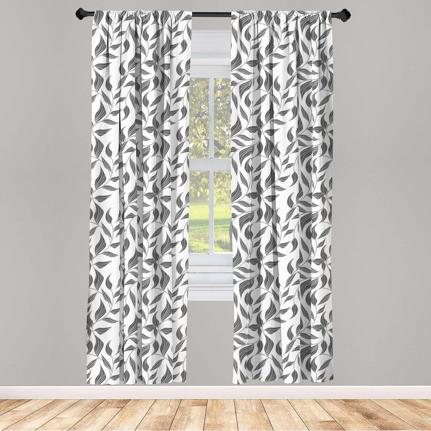 imageAmbesonne Christmas Curtains Tree Branches Spruce Leaves Balls Bells Cones Poinsettia Flowers Mistletoe Berry Window Treatments 2 Panel Set for Living Room Bedroom Pair of 28quot x 63quot Ruby GreenWhite and Grey