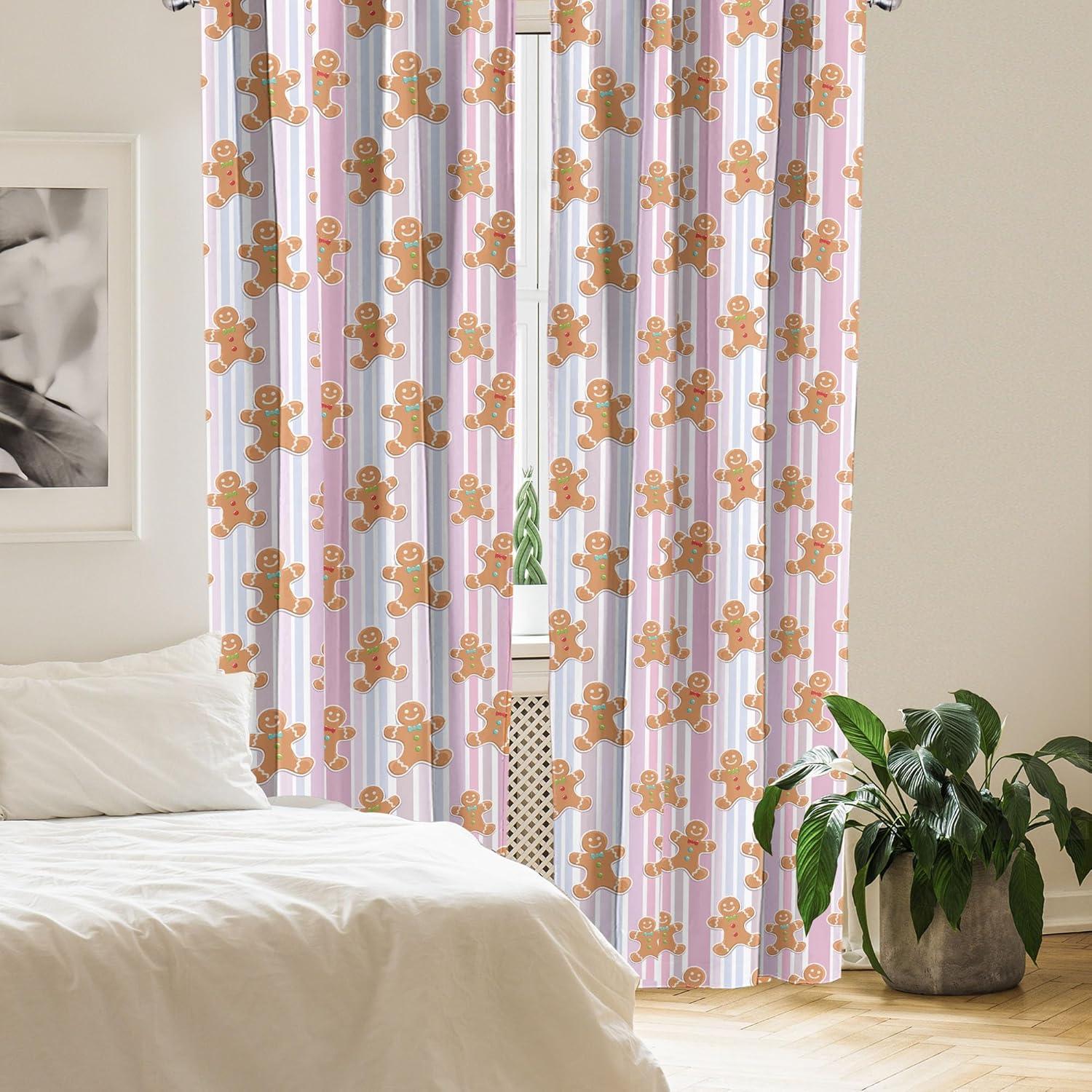 imageAmbesonne Christmas Curtains Tree Branches Spruce Leaves Balls Bells Cones Poinsettia Flowers Mistletoe Berry Window Treatments 2 Panel Set for Living Room Bedroom Pair of 28quot x 63quot Ruby GreenBrown Pink
