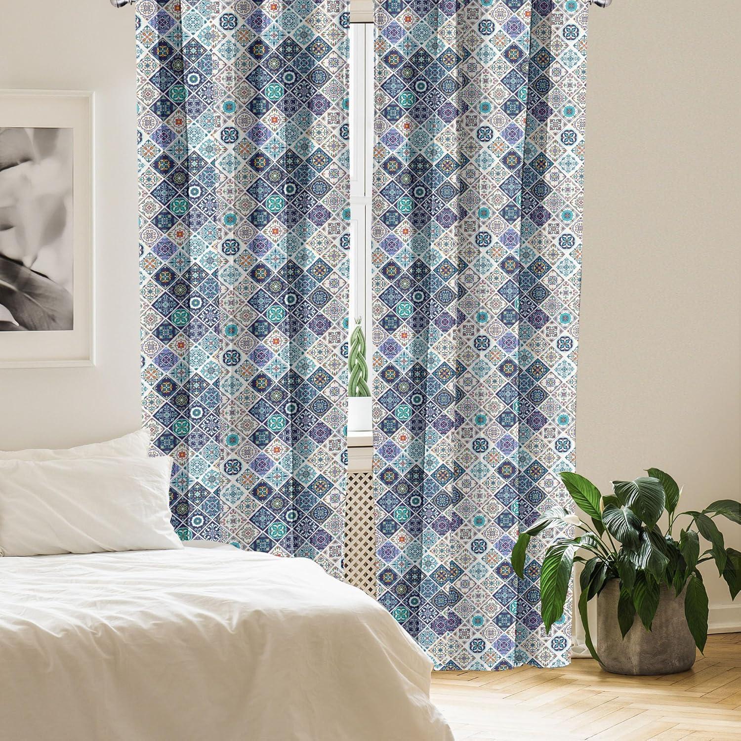 imageAmbesonne Christmas Curtains Tree Branches Spruce Leaves Balls Bells Cones Poinsettia Flowers Mistletoe Berry Window Treatments 2 Panel Set for Living Room Bedroom Pair of 28quot x 63quot Ruby GreenWhite Indigo