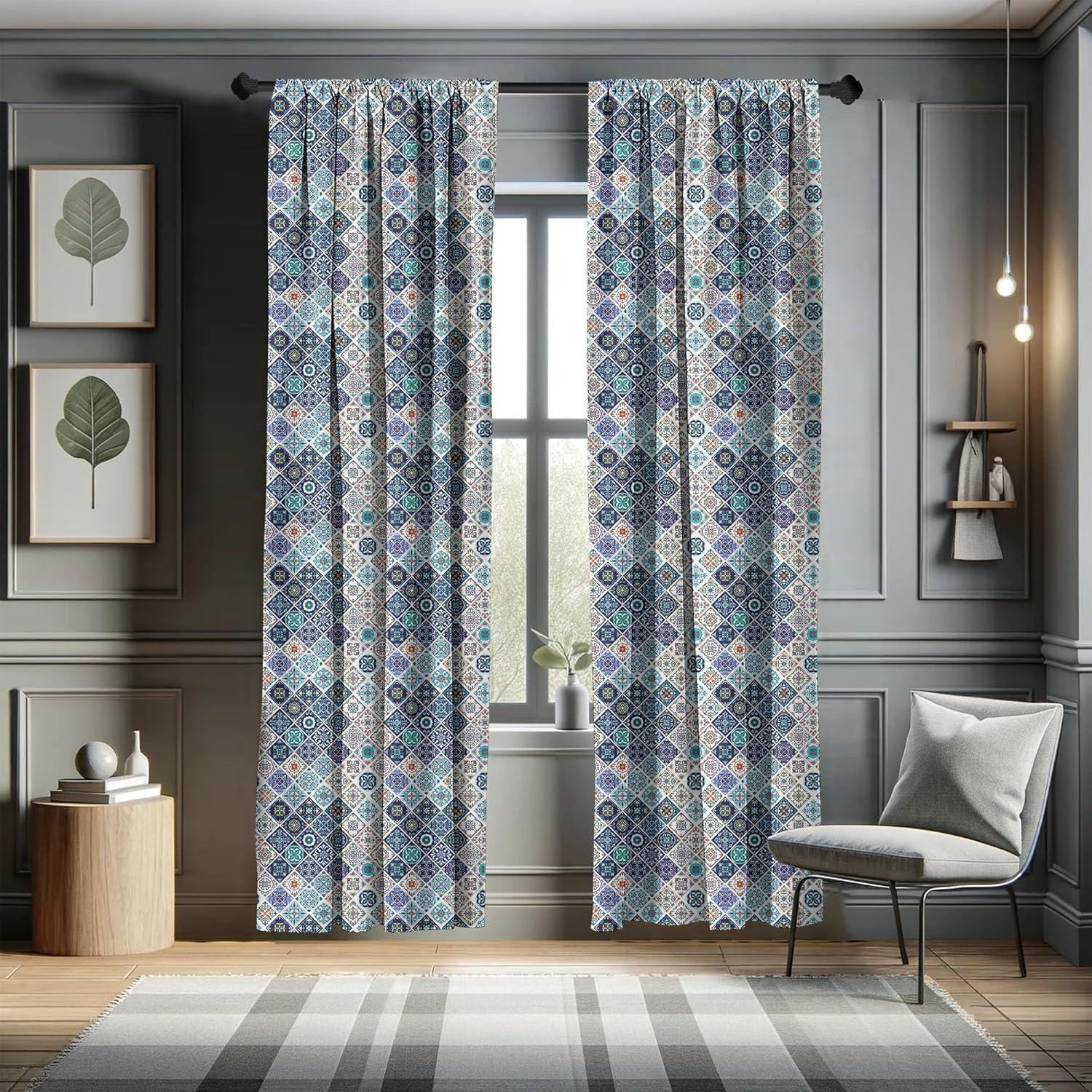 imageAmbesonne Christmas Curtains Tree Branches Spruce Leaves Balls Bells Cones Poinsettia Flowers Mistletoe Berry Window Treatments 2 Panel Set for Living Room Bedroom Pair of 28quot x 63quot Ruby GreenWhite Indigo