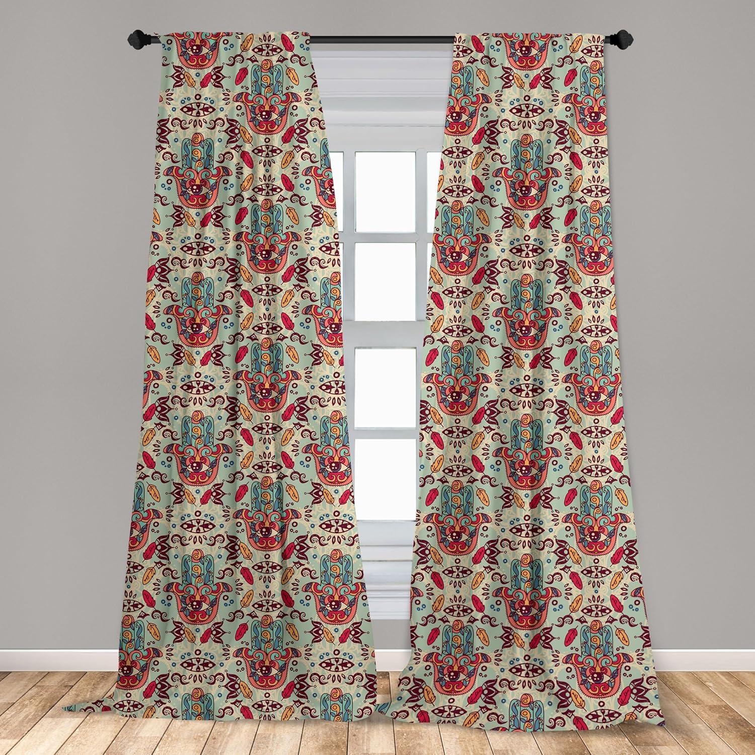imageAmbesonne Christmas Curtains Tree Branches Spruce Leaves Balls Bells Cones Poinsettia Flowers Mistletoe Berry Window Treatments 2 Panel Set for Living Room Bedroom Pair of 28quot x 63quot Ruby GreenRed Blue