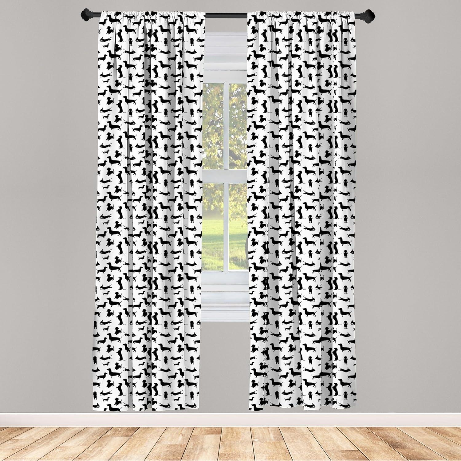 imageAmbesonne Christmas Curtains Tree Branches Spruce Leaves Balls Bells Cones Poinsettia Flowers Mistletoe Berry Window Treatments 2 Panel Set for Living Room Bedroom Pair of 28quot x 63quot Ruby GreenBlack and White